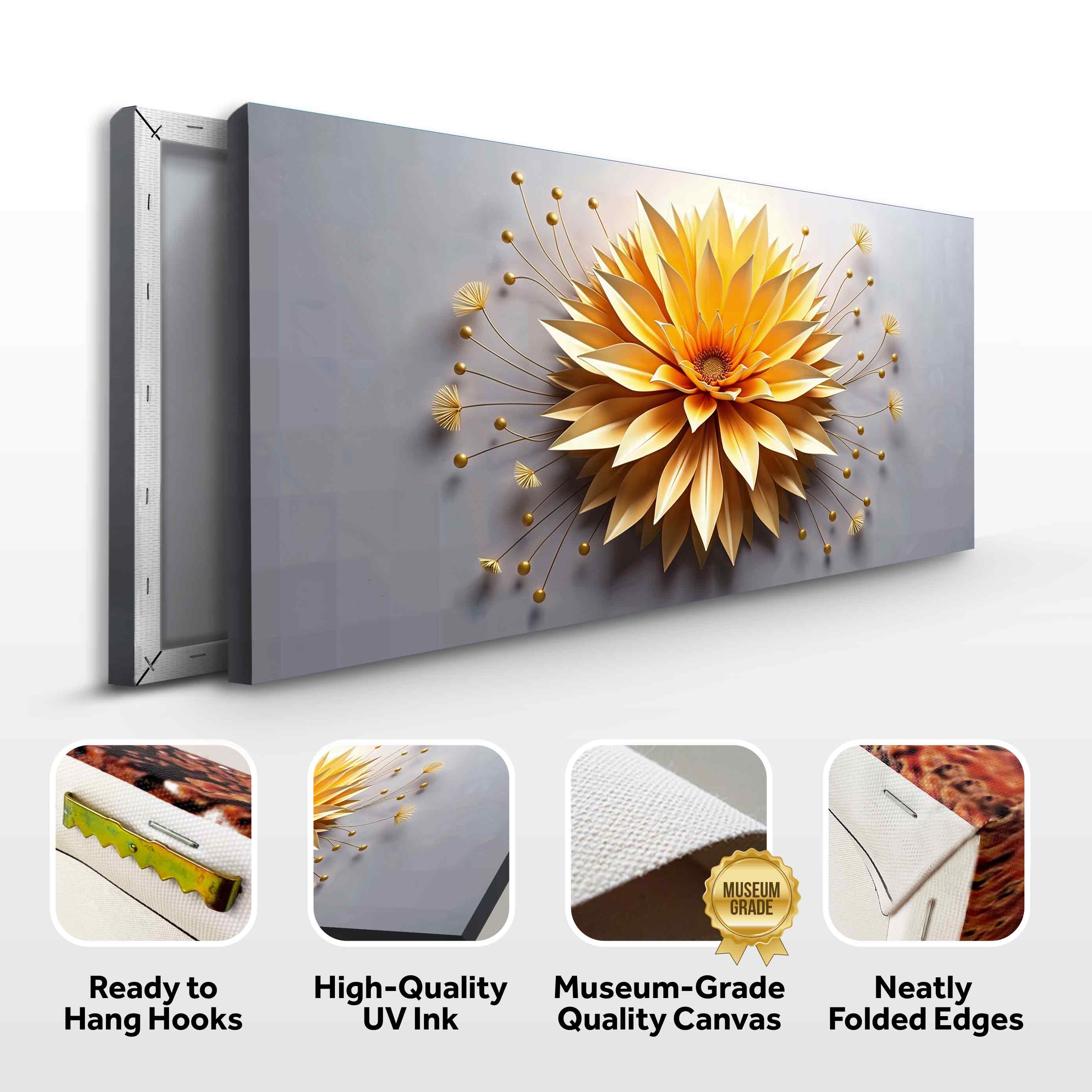 Golden Dandelion Minimalist Abstract Wall Art - Image 8