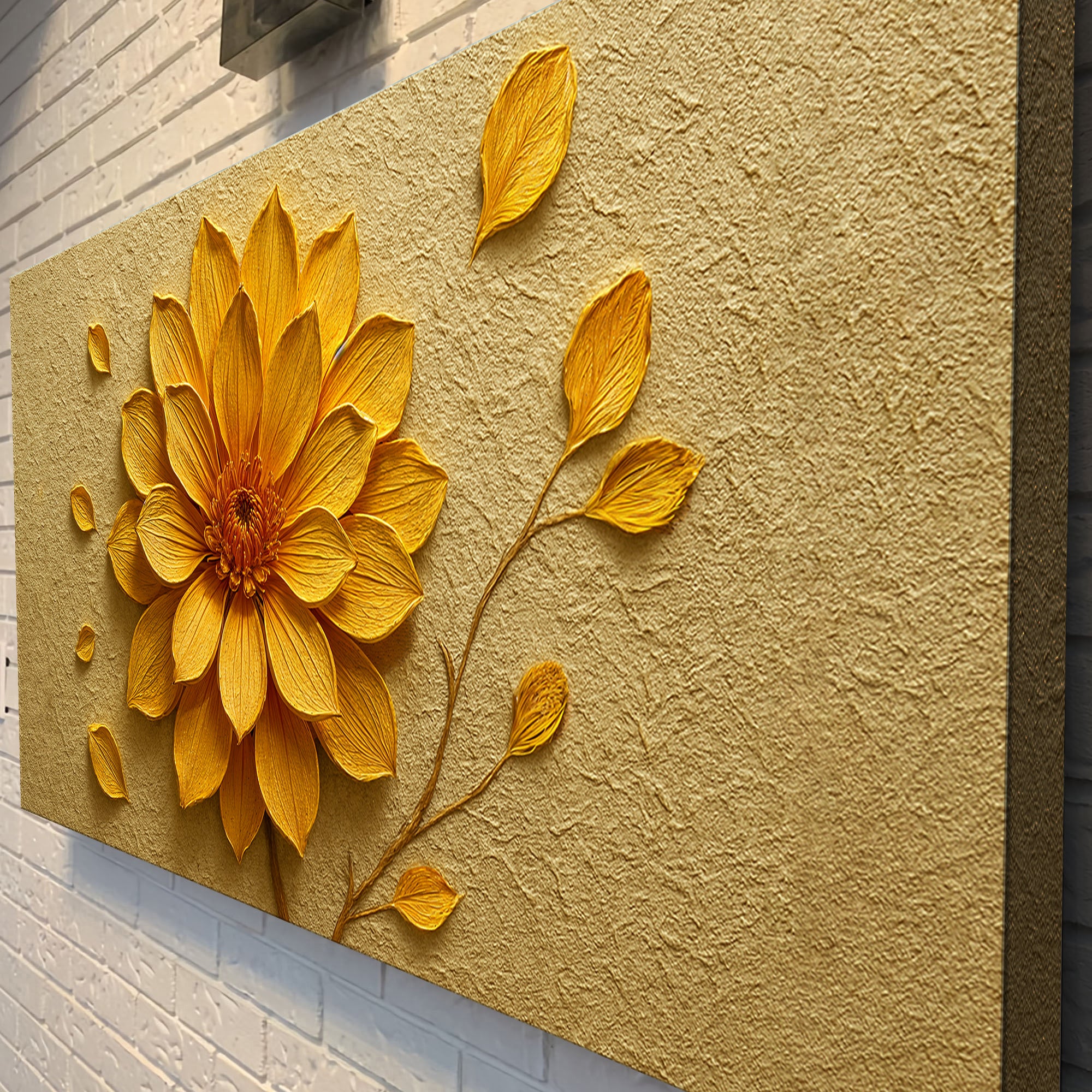 Golden Dandelion Minimalist Abstract Wall Art IV - Image 5