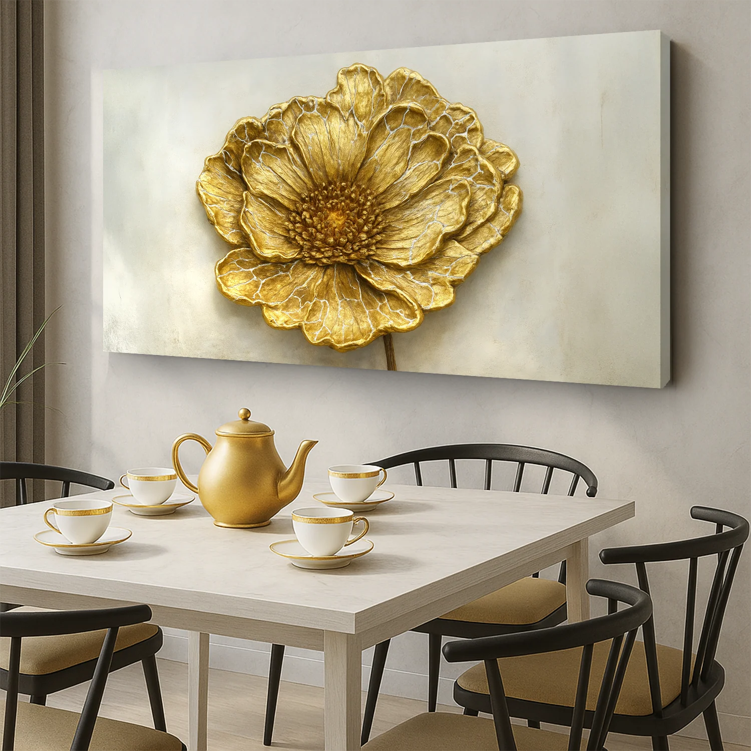 Golden Dandelion Minimalist Abstract Wall Art VI - Image 2