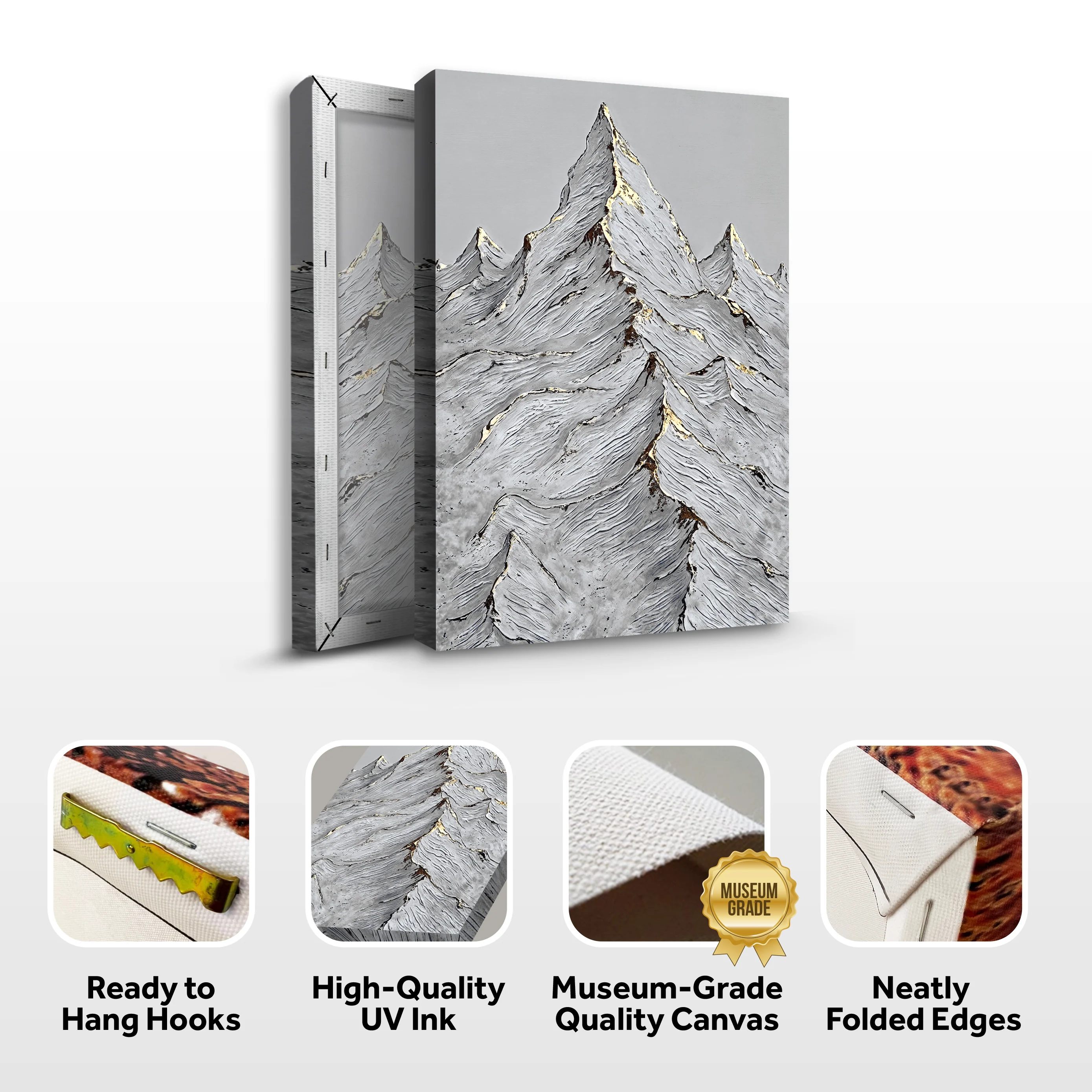 Golden Frozen Peaks Abstract Wall Art - Image 8