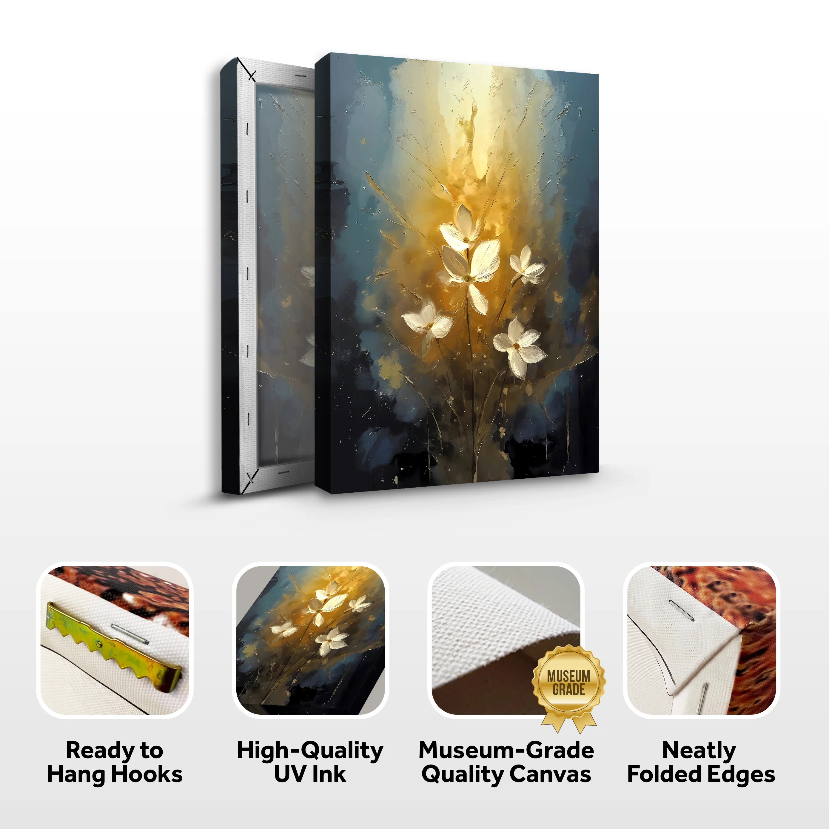 Golden Glow Elegant Flower Wall Art - Image 8