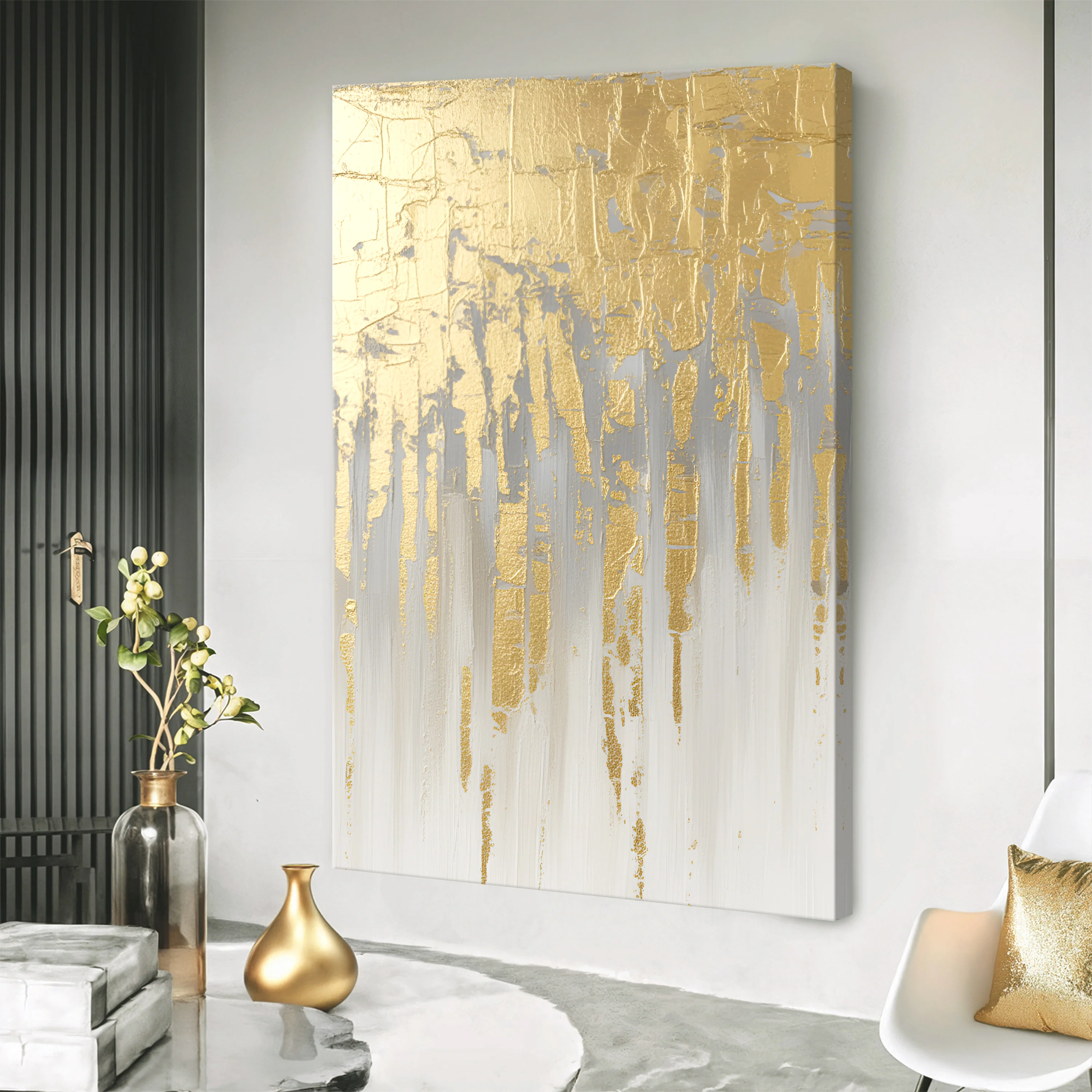 Golden Glow Texture Wall Art - Image 2