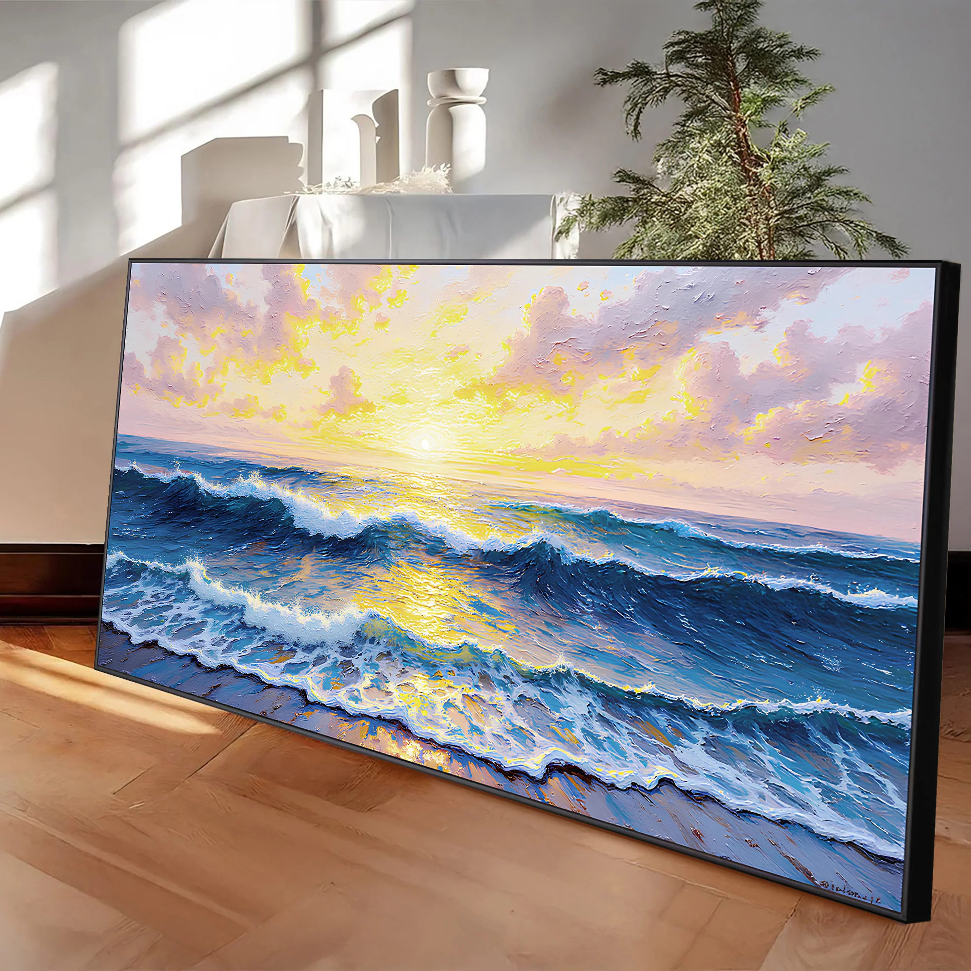 Golden Horizon Impasto Wall Art - Image 4