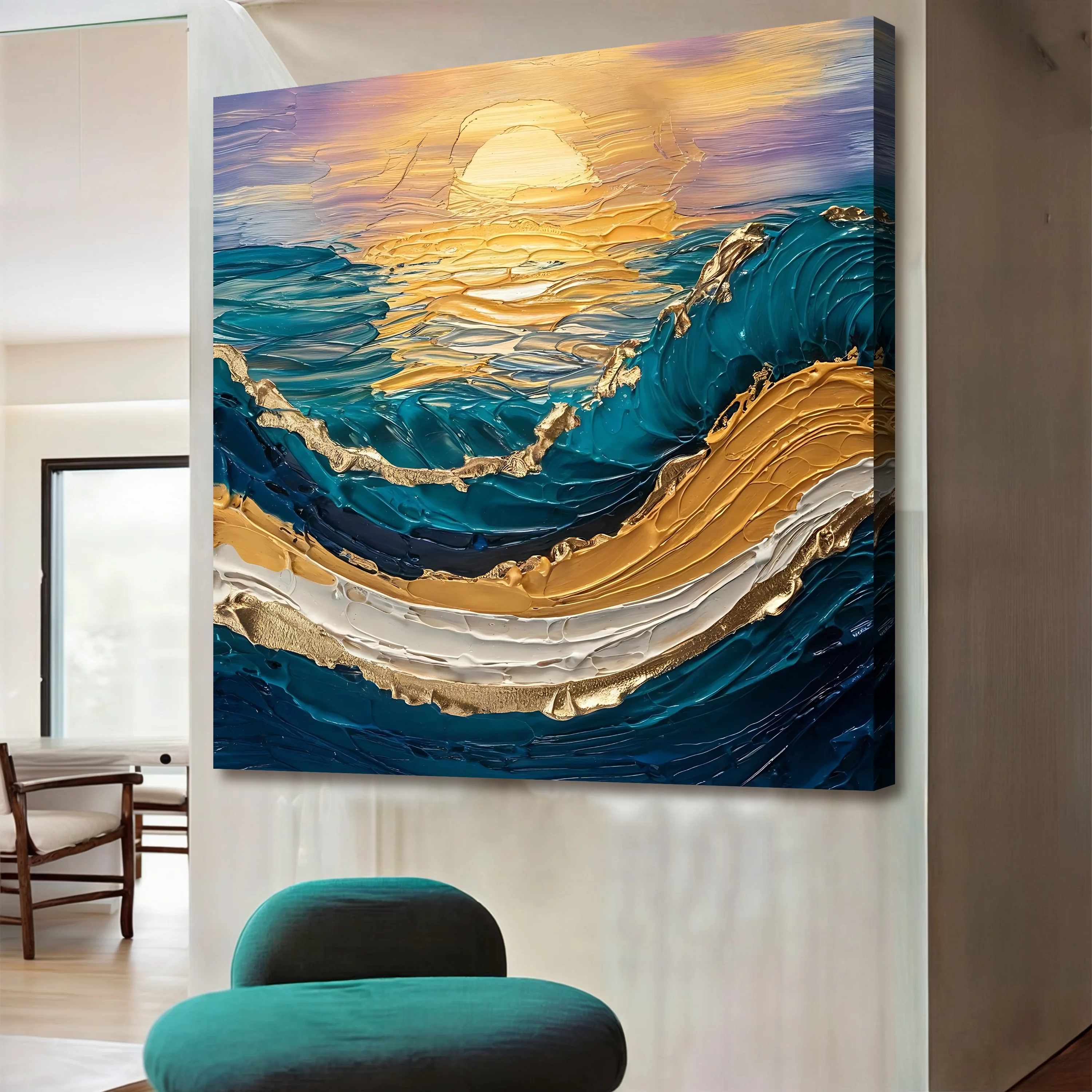 Golden Hour Impasto Wall Art - Image 4