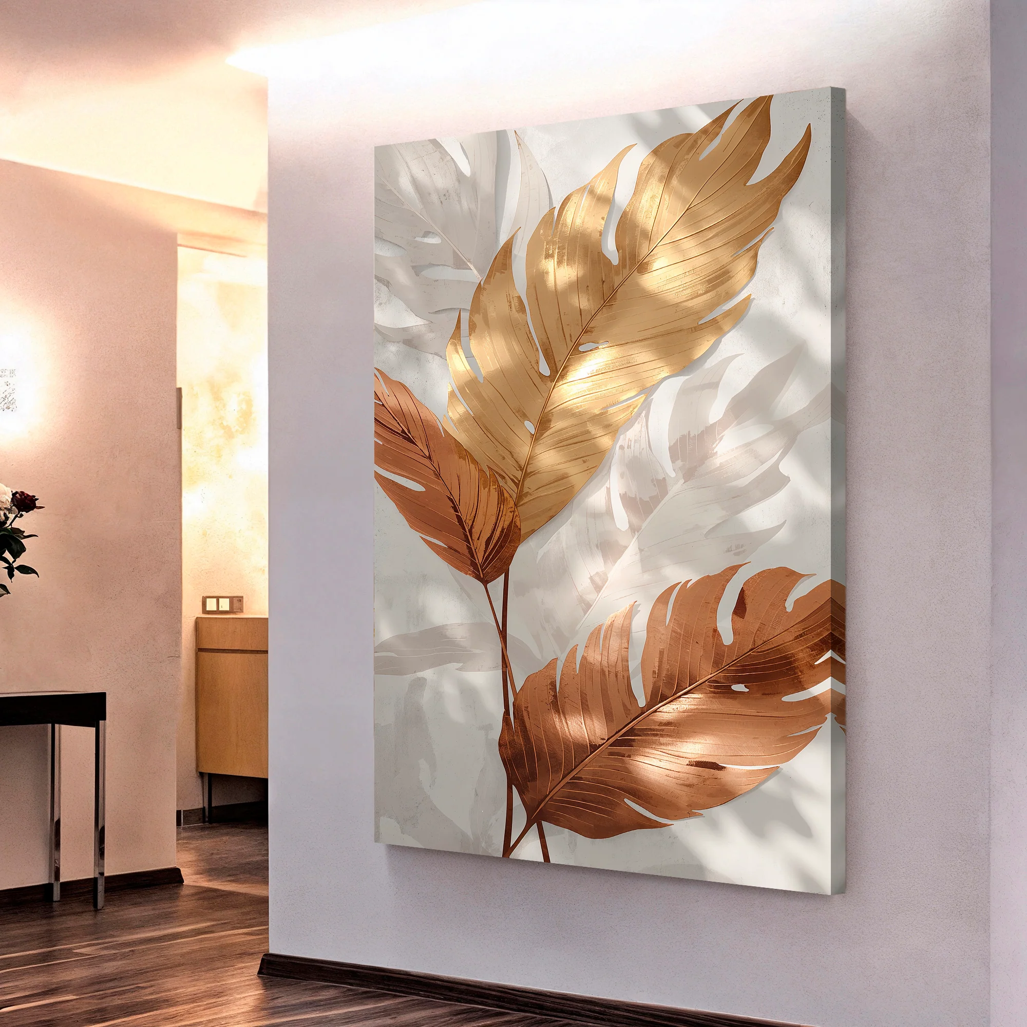Golden Leaf Abstract Wall Art - Image 4