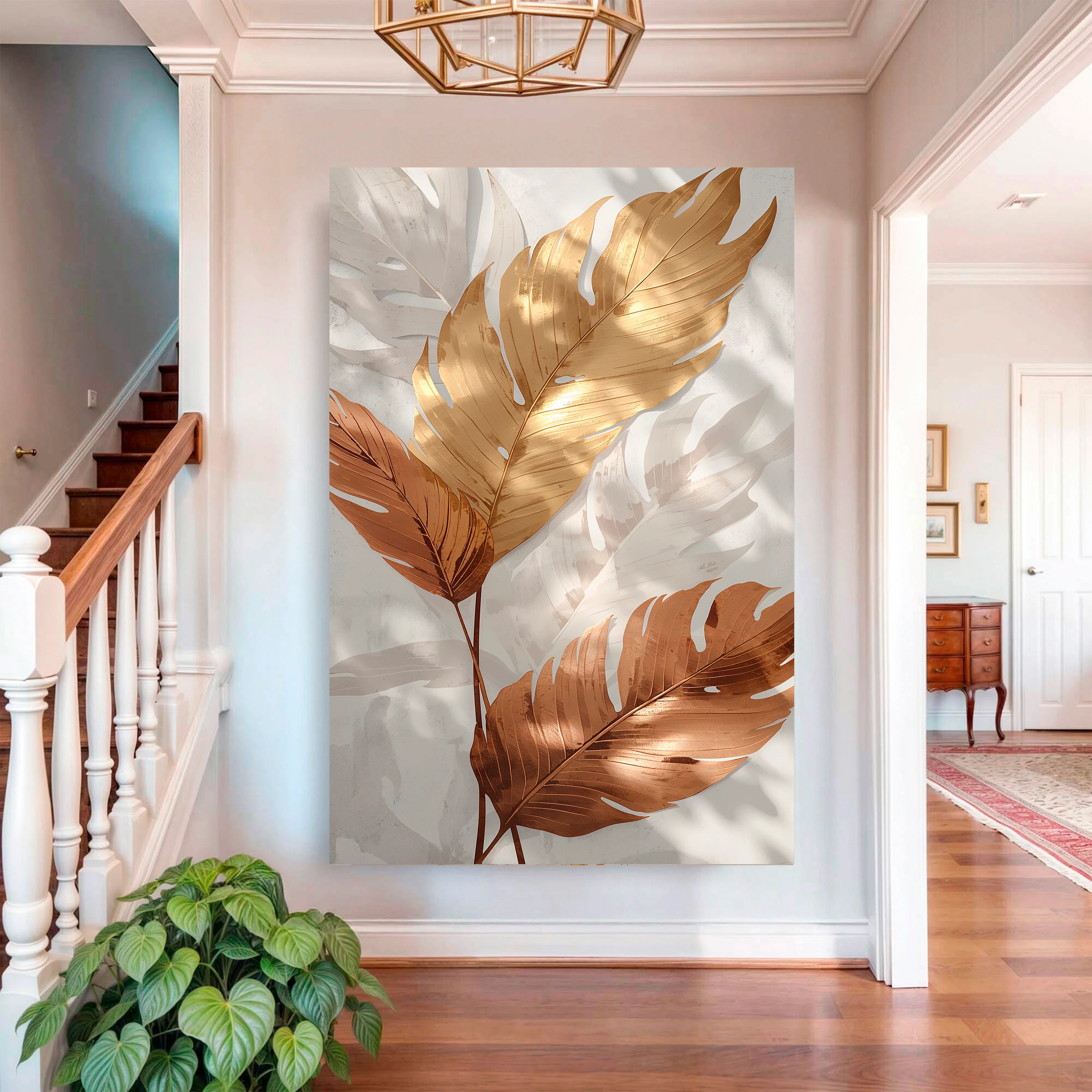 Golden Leaf Abstract Wall Art - Image 5