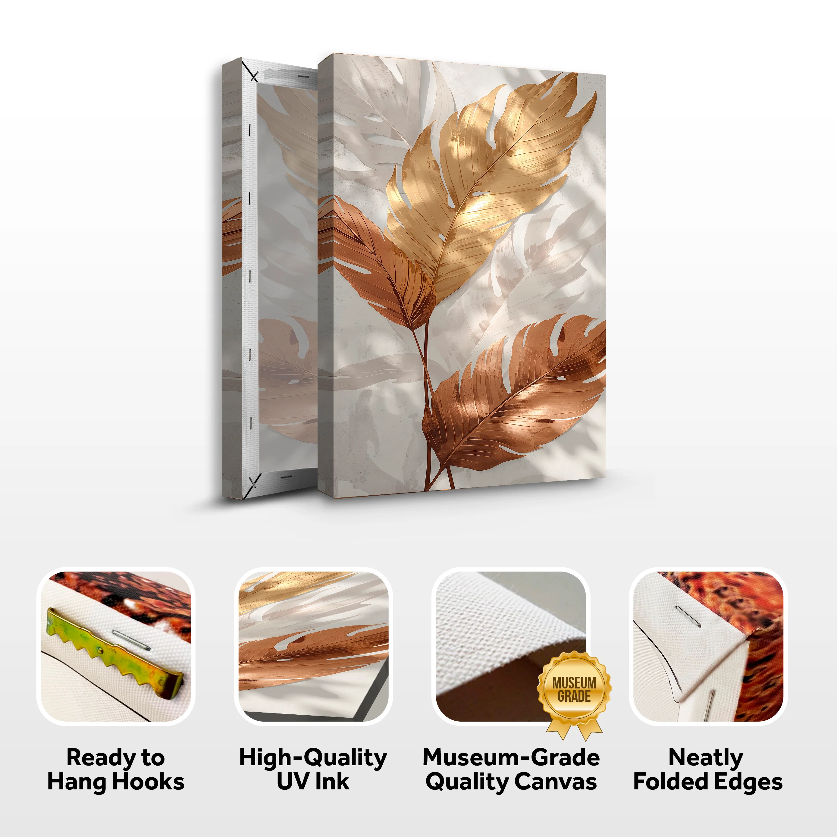 Golden Leaf Abstract Wall Art - Image 8