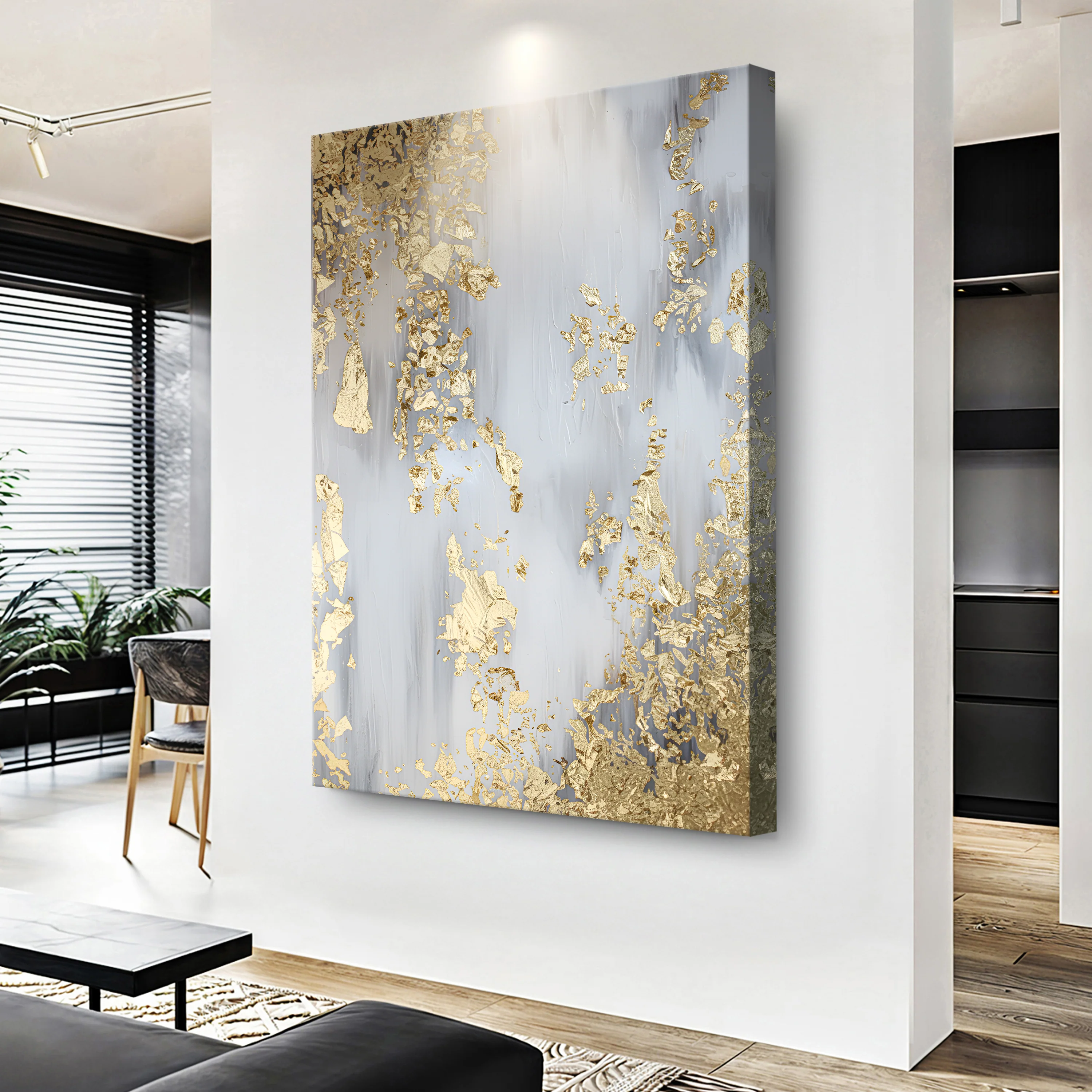 Golden Leaves Falling Abstract Wall Art - Image 4