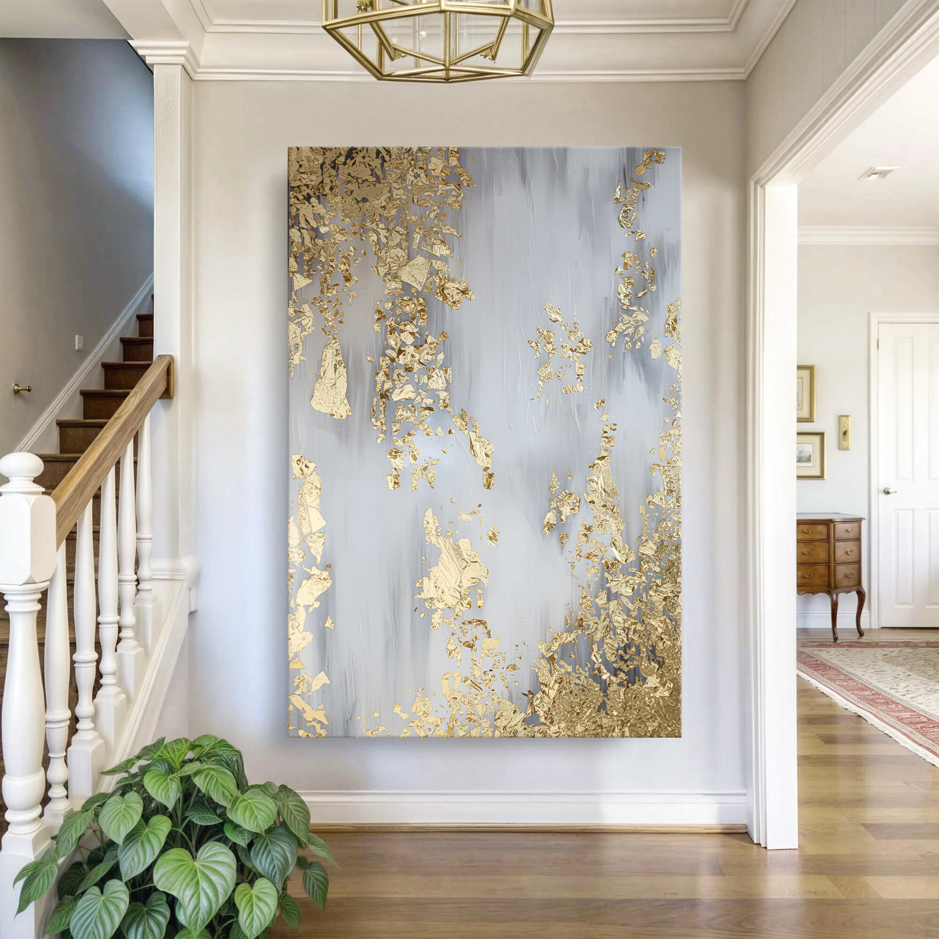 Golden Leaves Falling Abstract Wall Art - Image 5