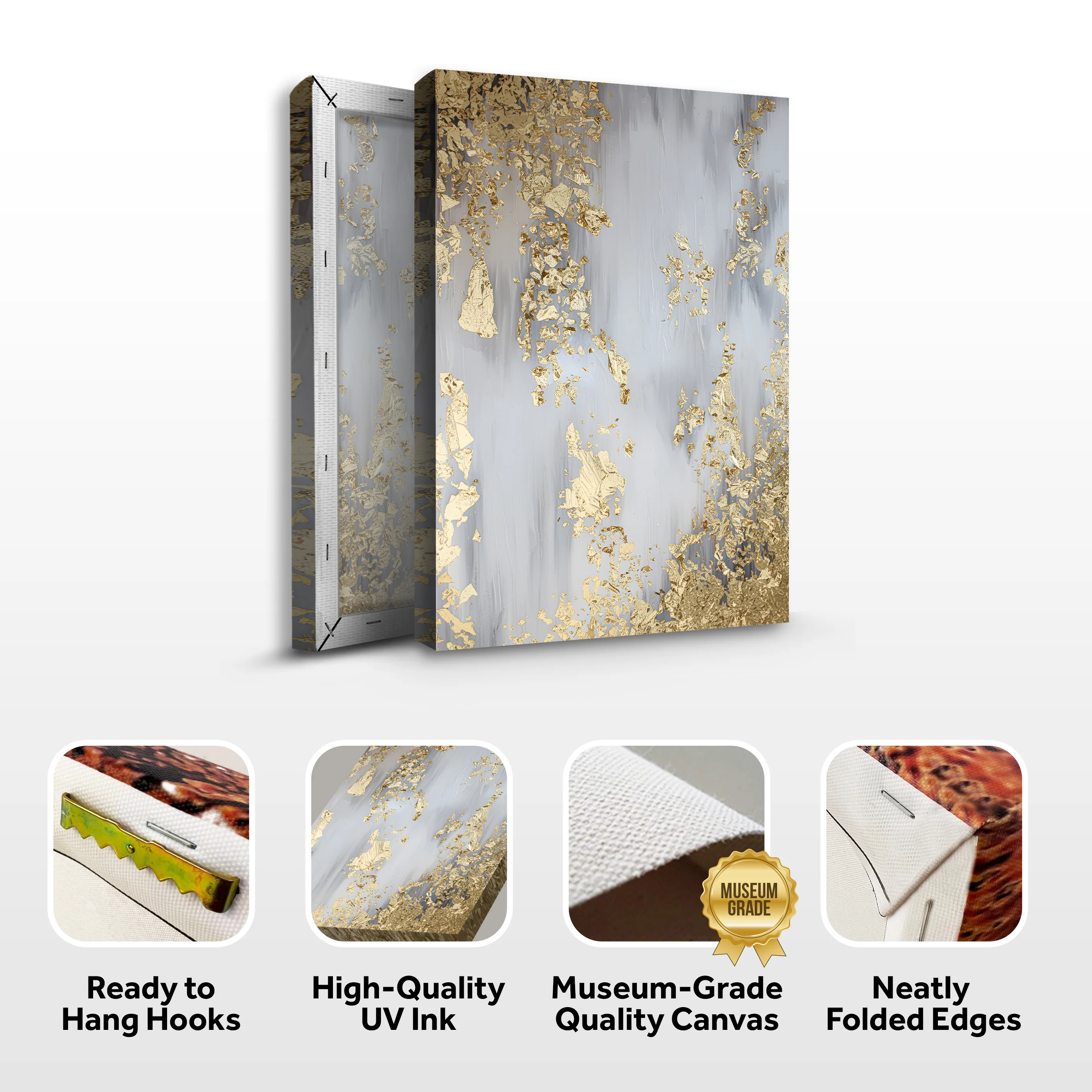 Golden Leaves Falling Abstract Wall Art - Image 8