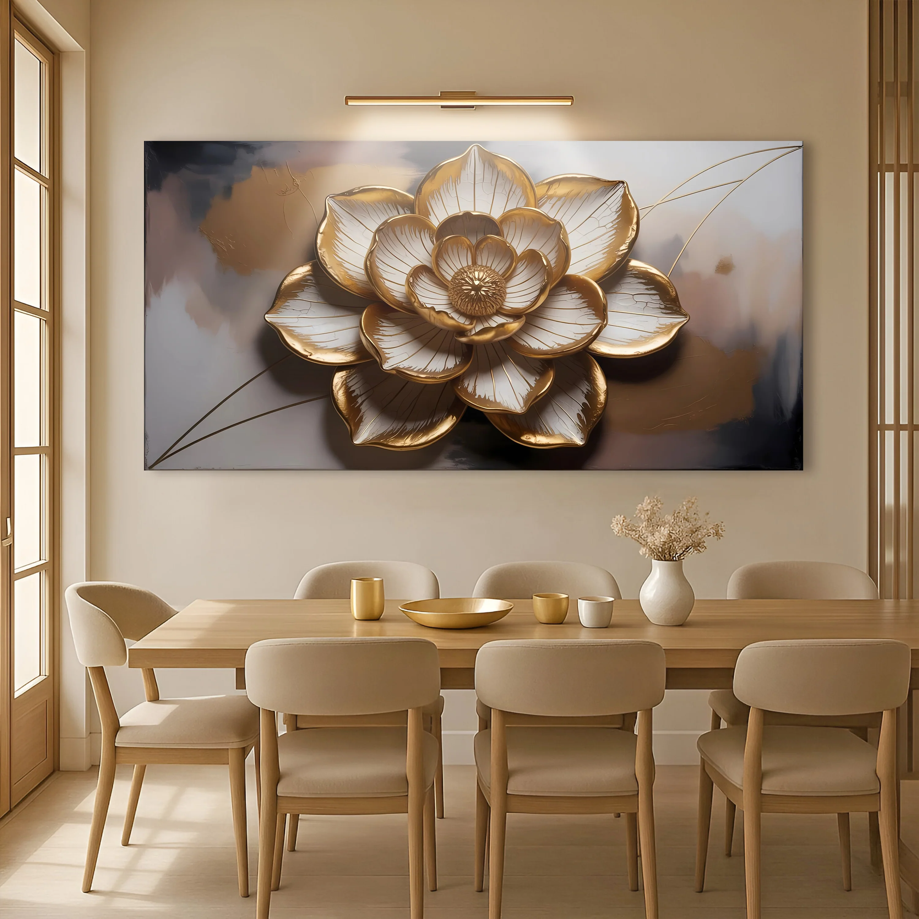Golden Lotus Minimalist Abstract Wall Art - Image 5
