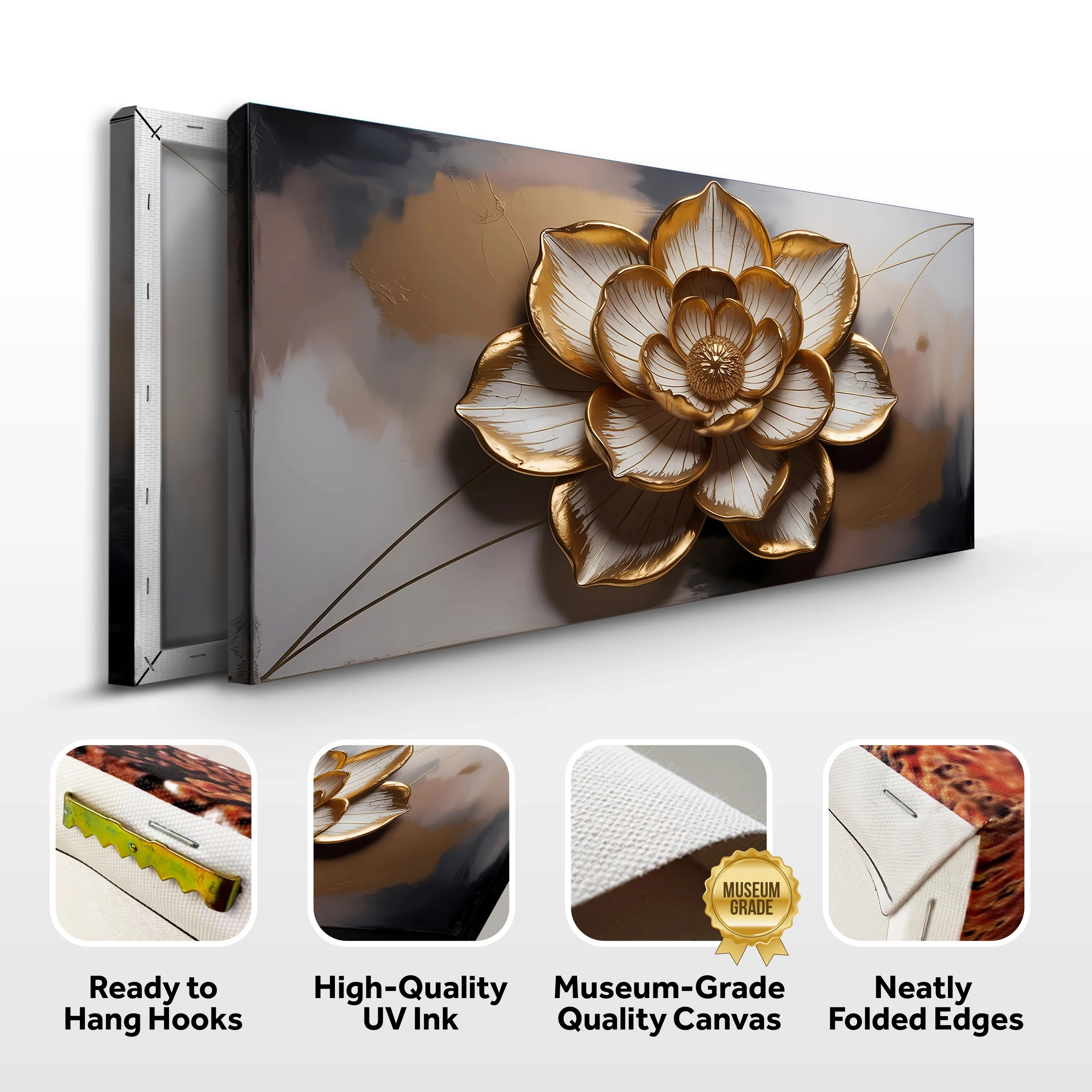 Golden Lotus Minimalist Abstract Wall Art - Image 8