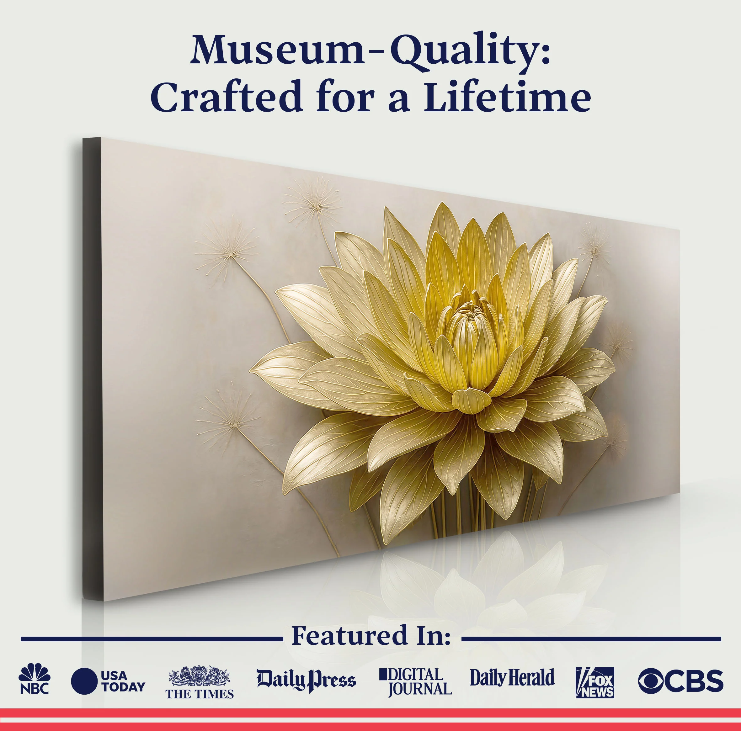 Golden Lotus Minimalist Abstract Wall Art III - Image 6