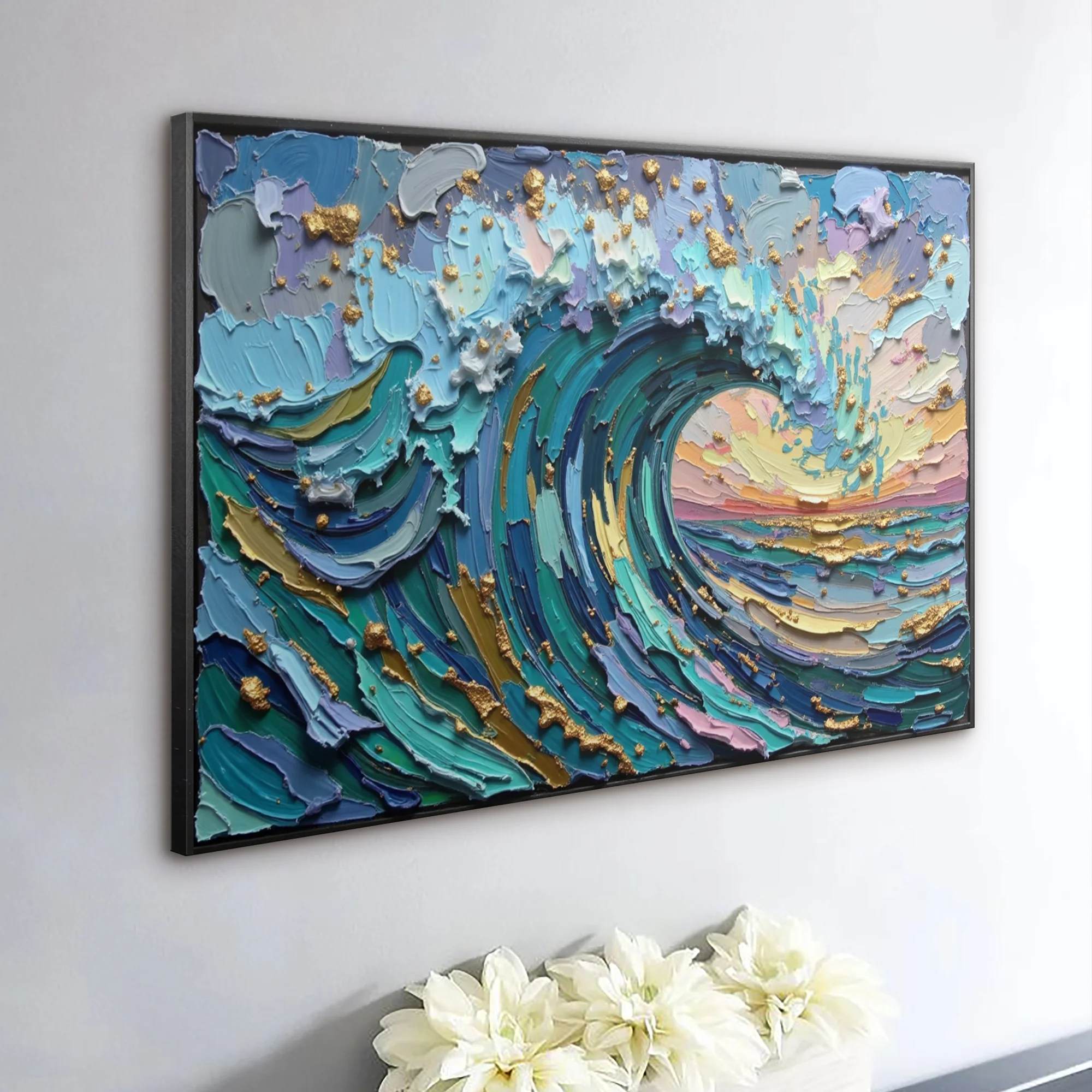 Golden Tide Impasto Wall Art - Image 2