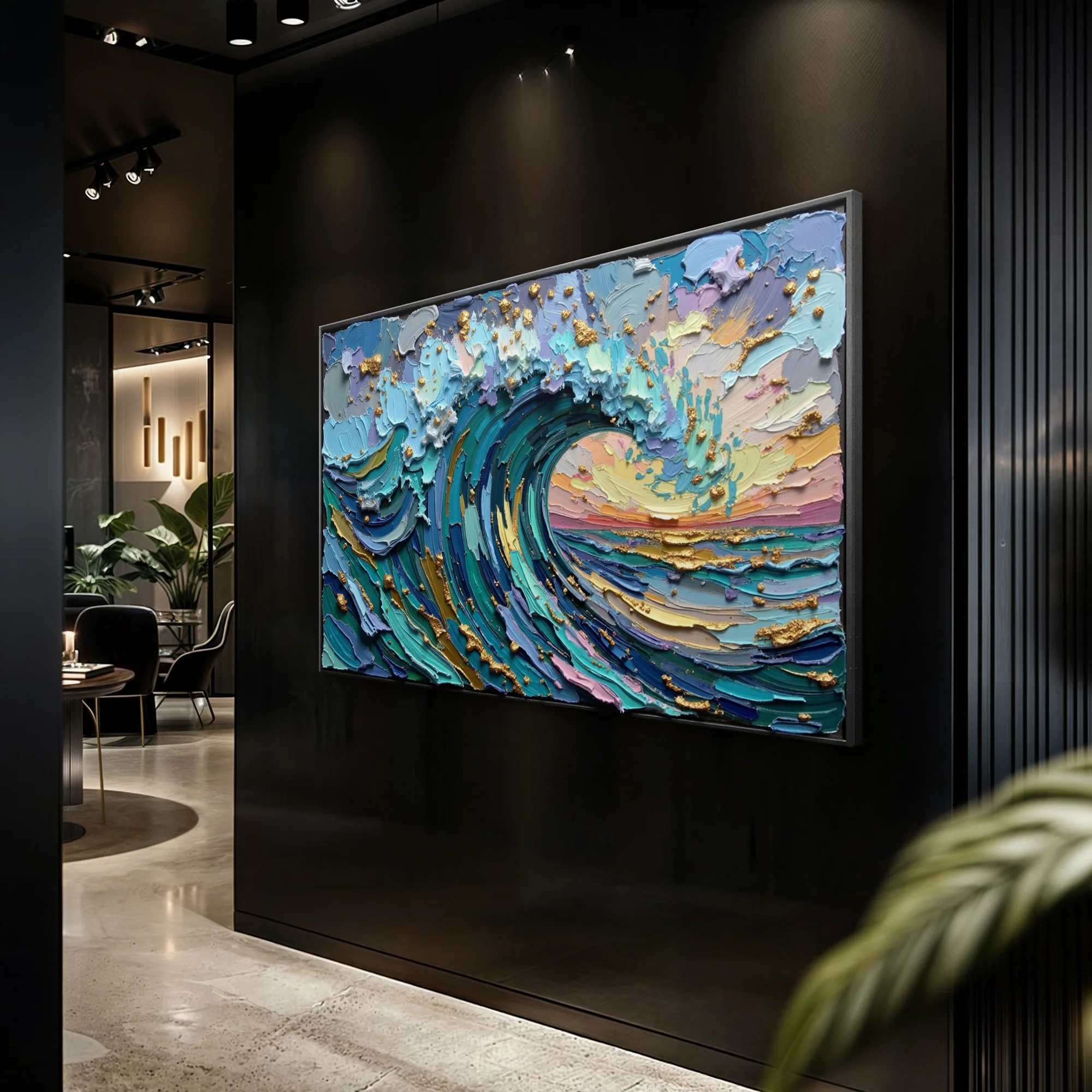 Golden Tide Impasto Wall Art - Image 4