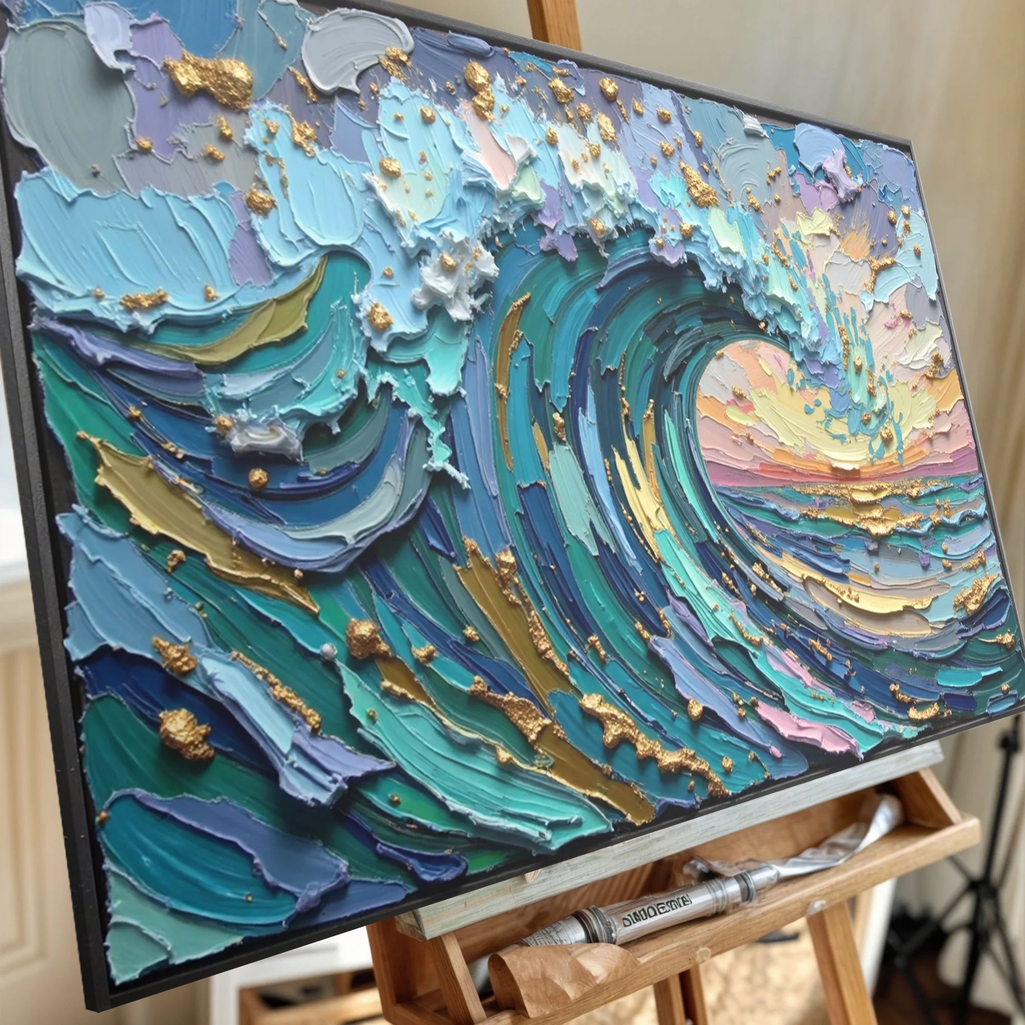 Golden Tide Impasto Wall Art - Image 5