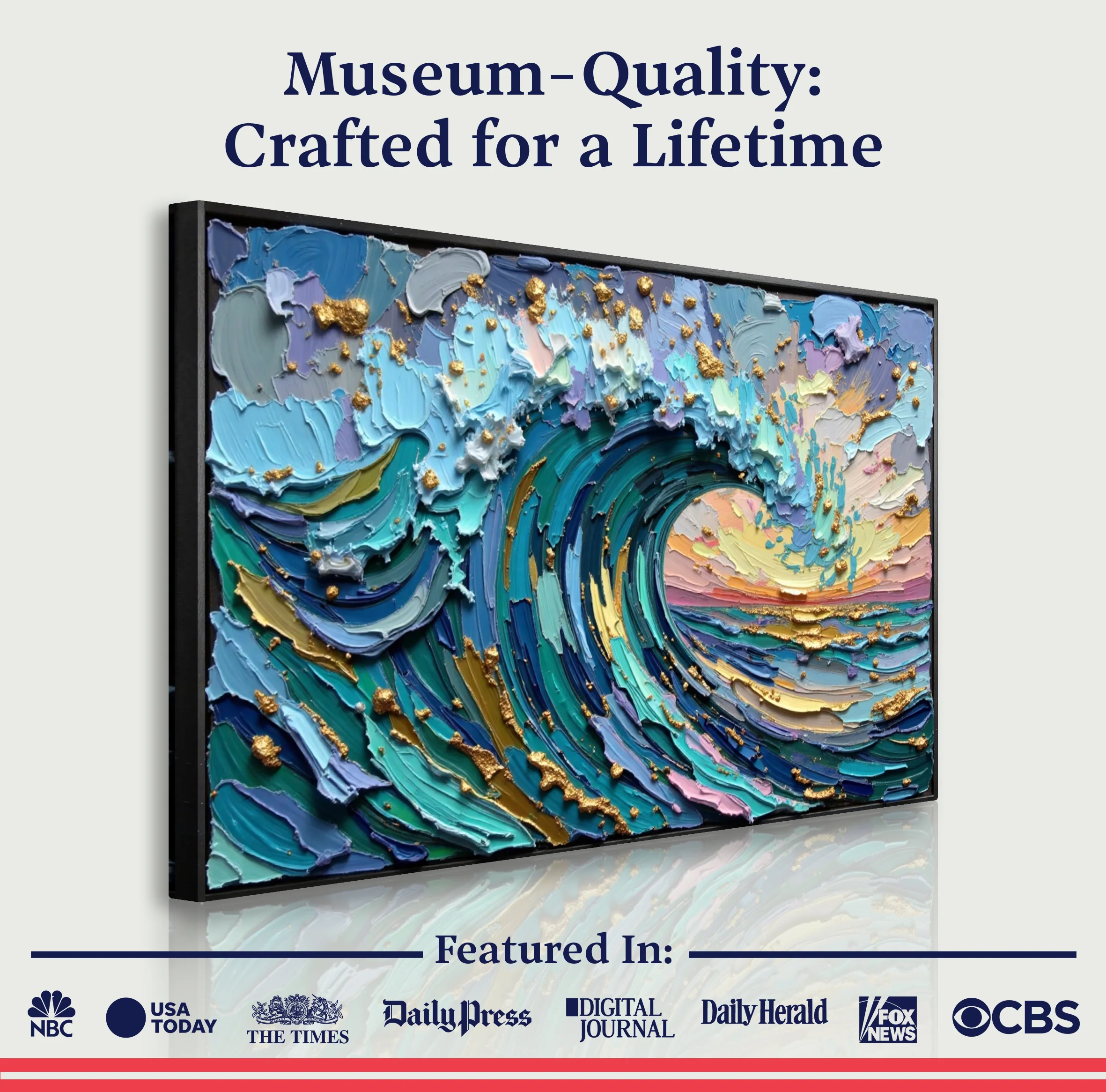 Golden Tide Impasto Wall Art - Image 6