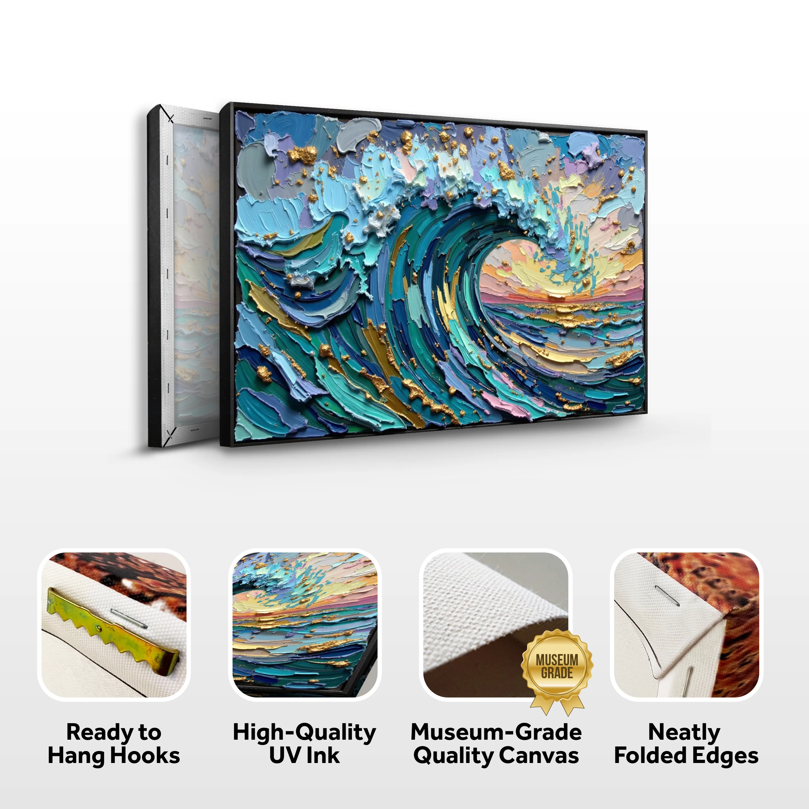 Golden Tide Impasto Wall Art - Image 8