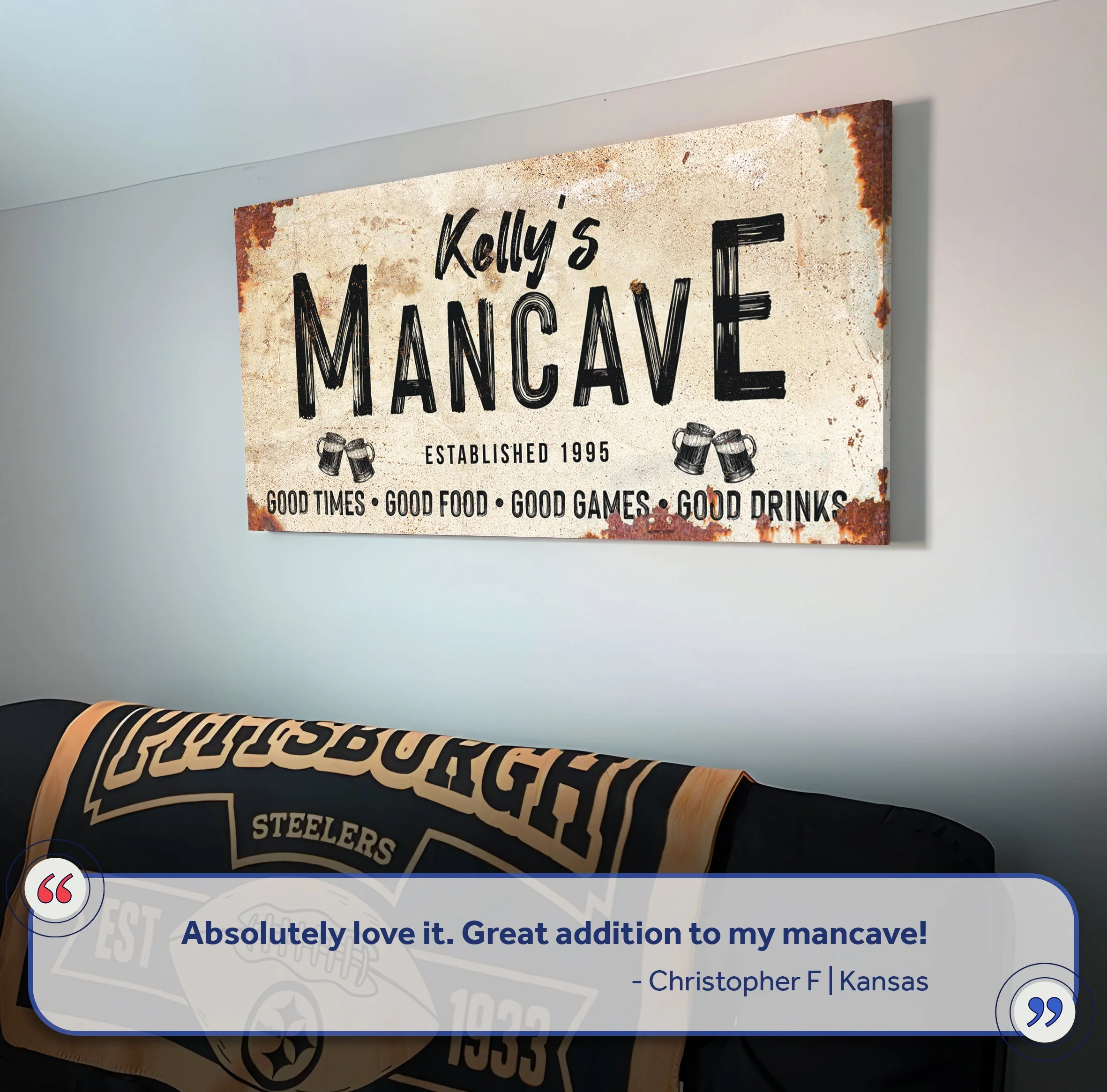 Good Times Personalized Man Cave Sign: Custom Bar Signs for Home Bar – Perfect Man Cave Wall Decor - Image 7