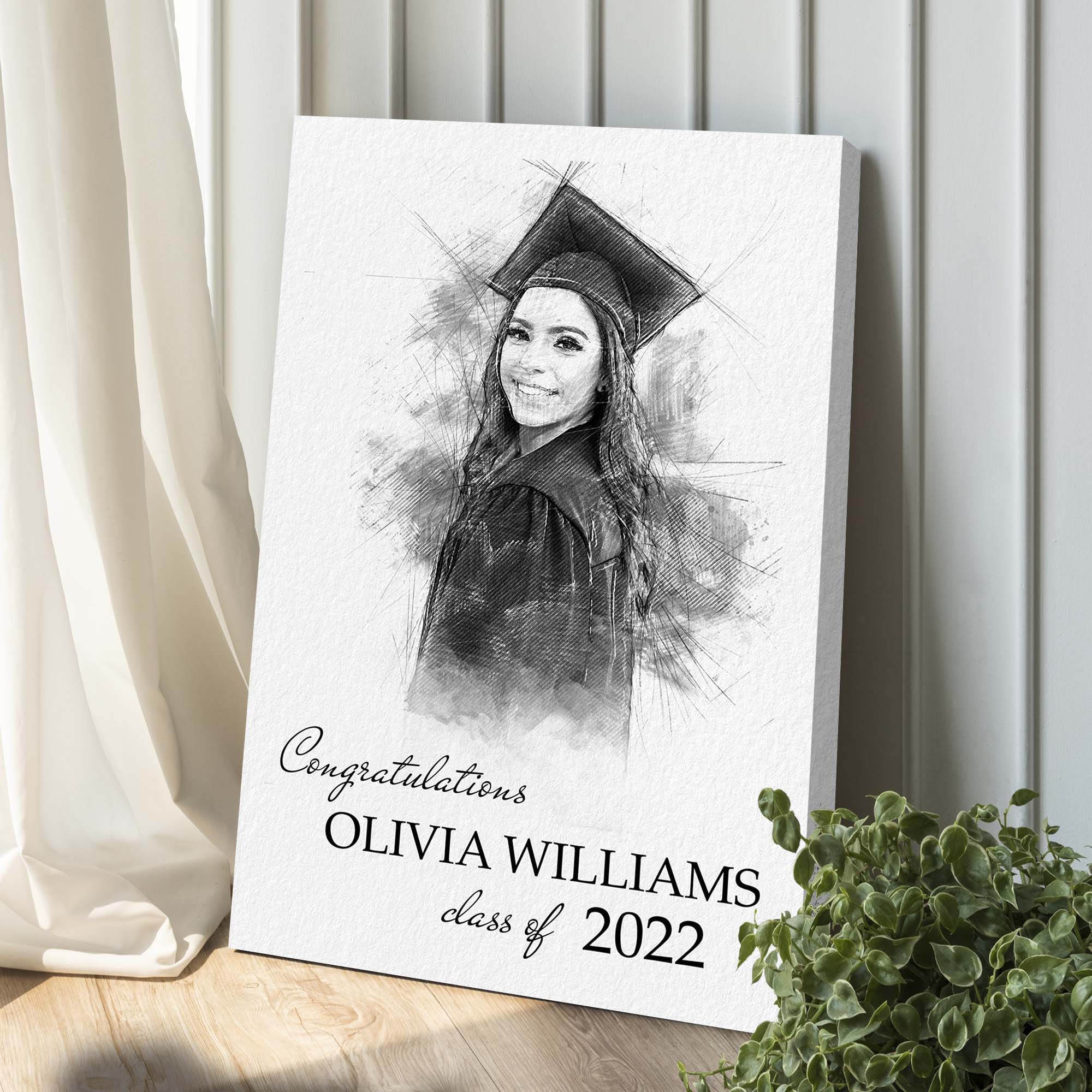 Graduation Photo Pencil Sketch Portrait Sign - Image 2