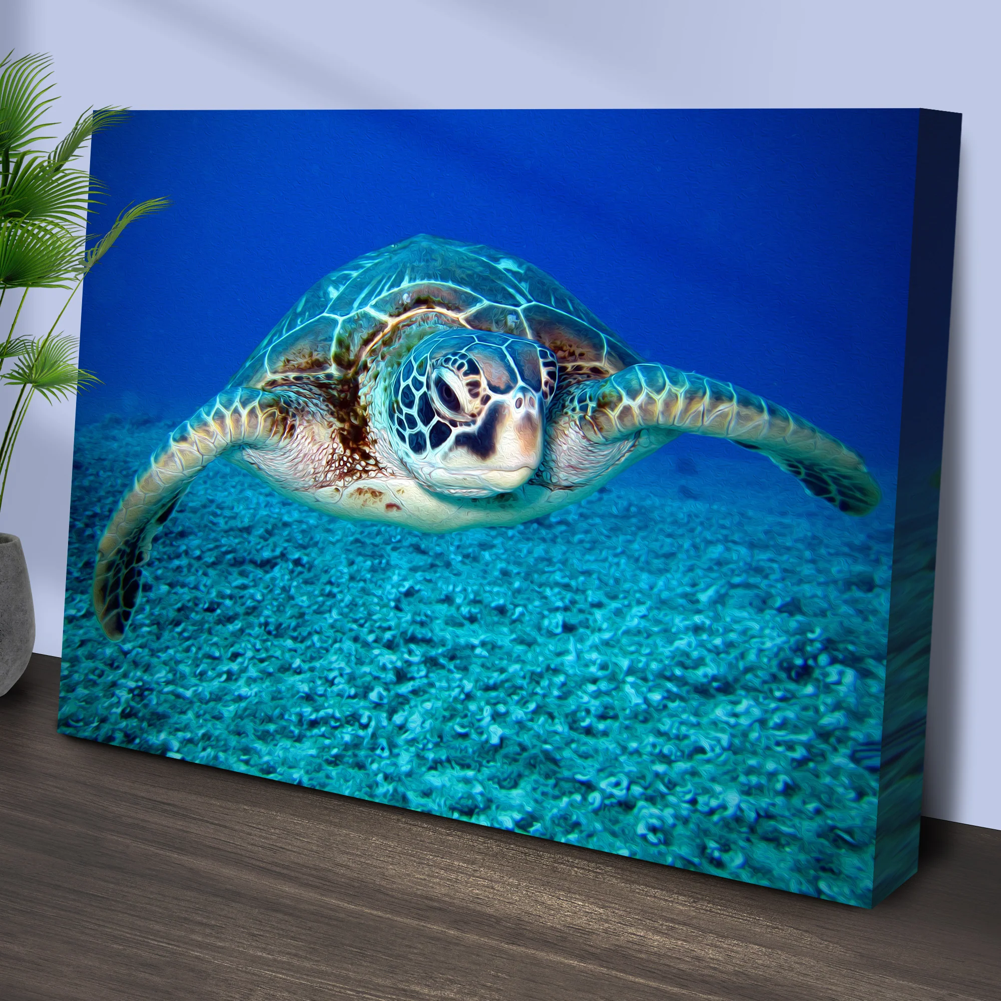 Green Sea Turtle Canvas Wall Art - Image 3
