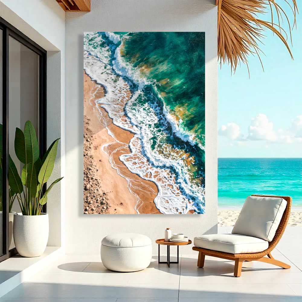 Green Waves Abstract Wall Art - Image 2