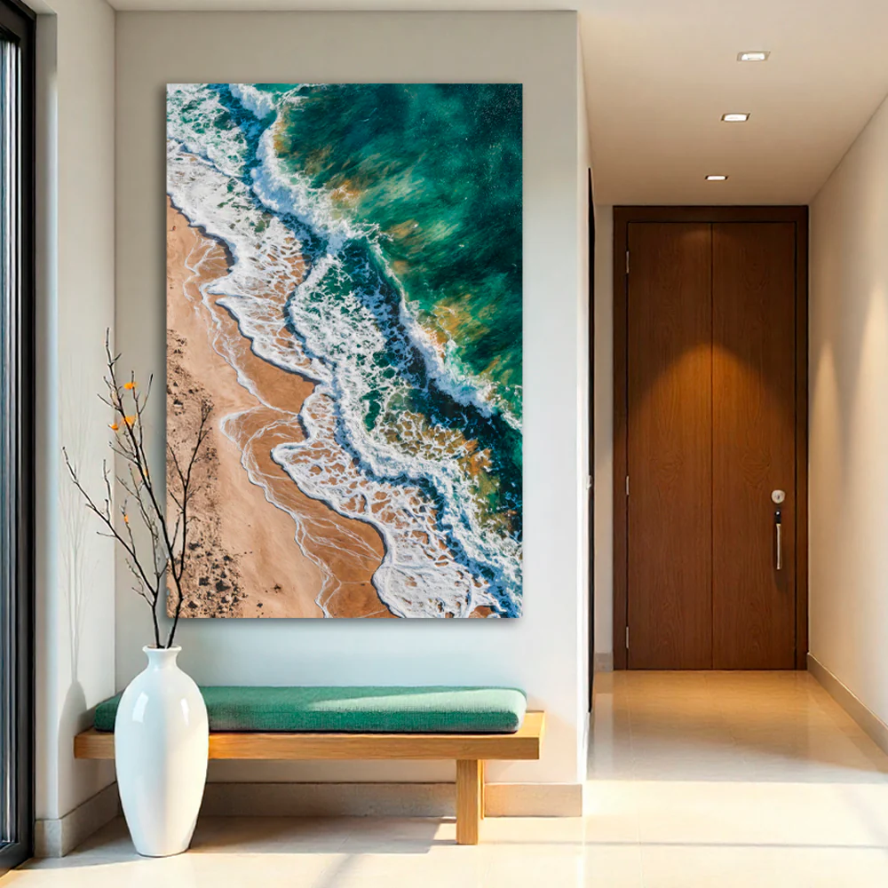 Green Waves Abstract Wall Art - Image 3