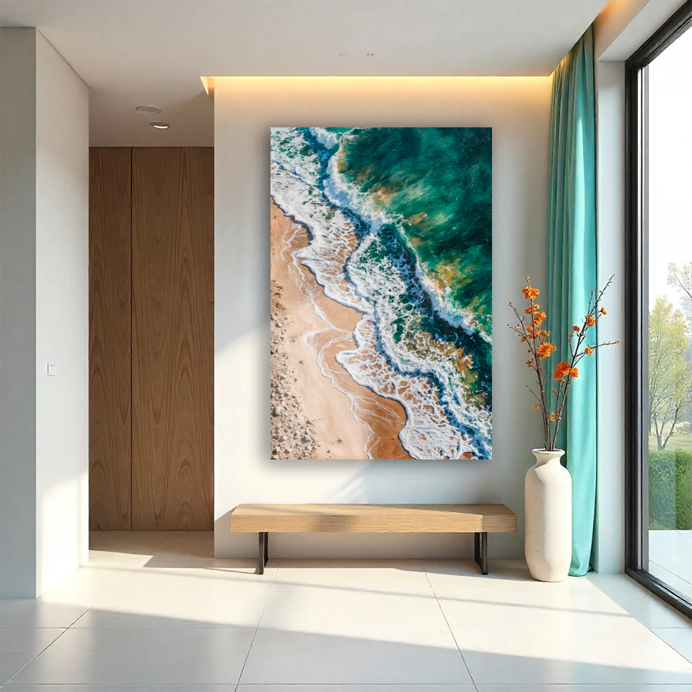 Green Waves Abstract Wall Art - Image 4