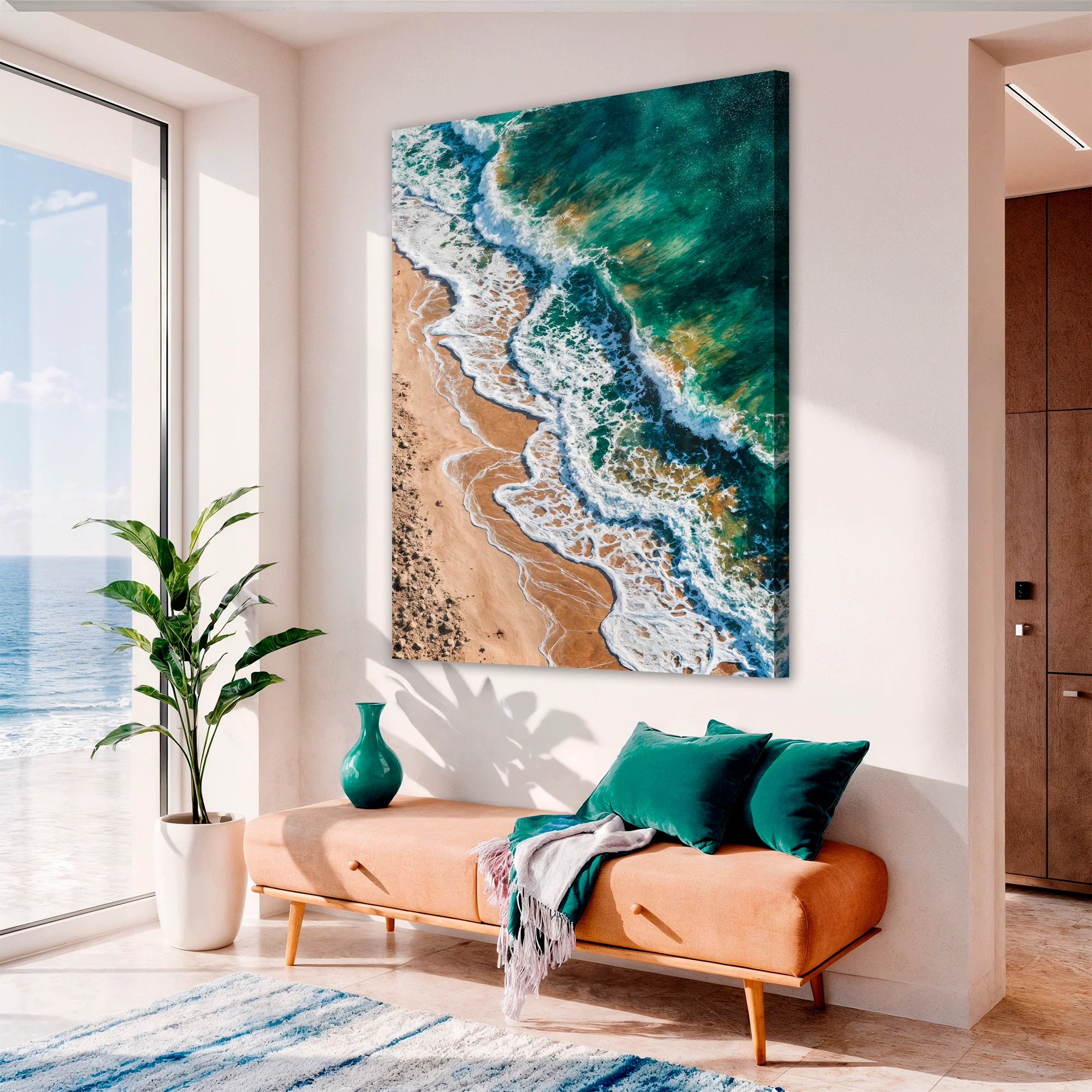 Green Waves Abstract Wall Art - Image 5