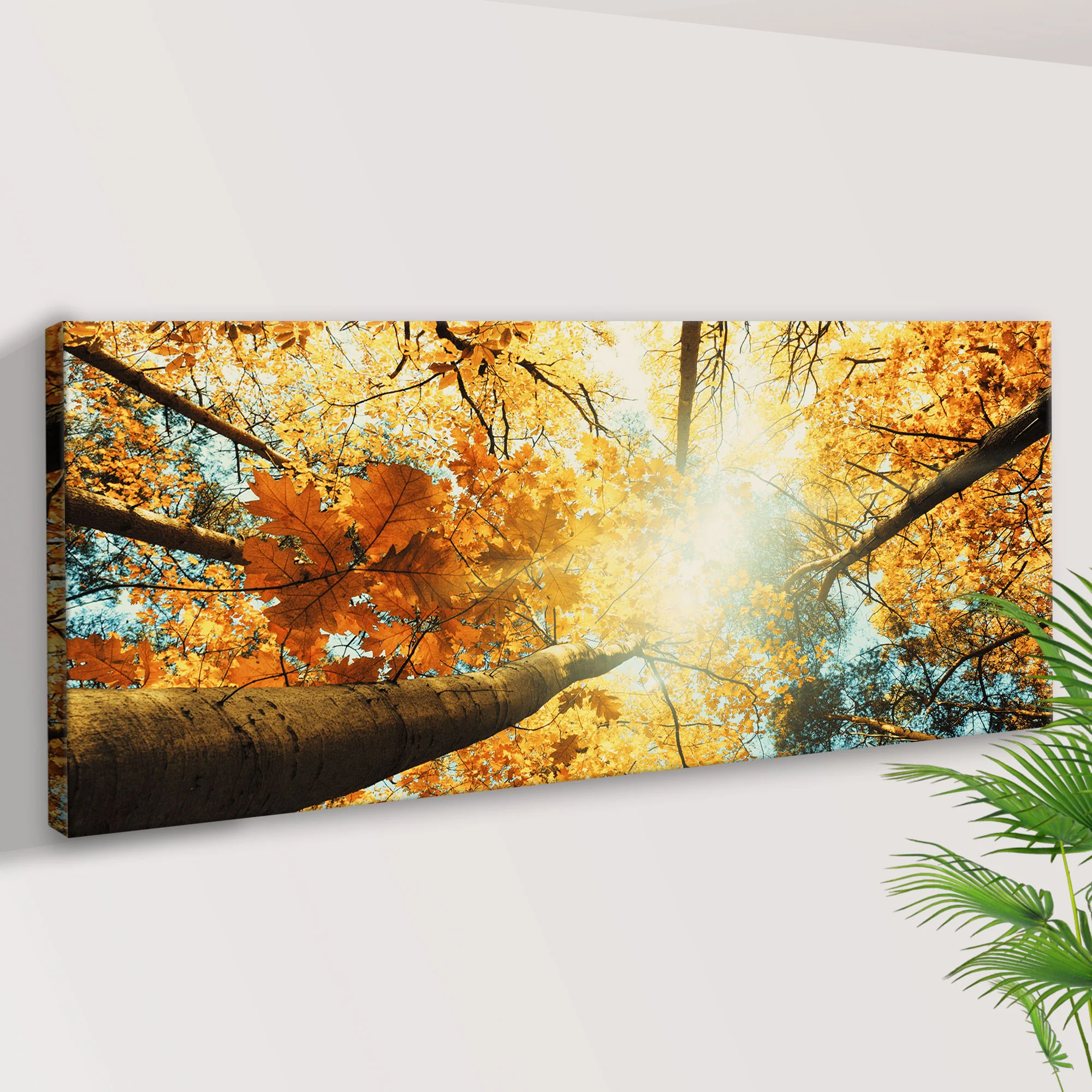 Ground View Autumn Trees Canvas Wall Art - Image 2