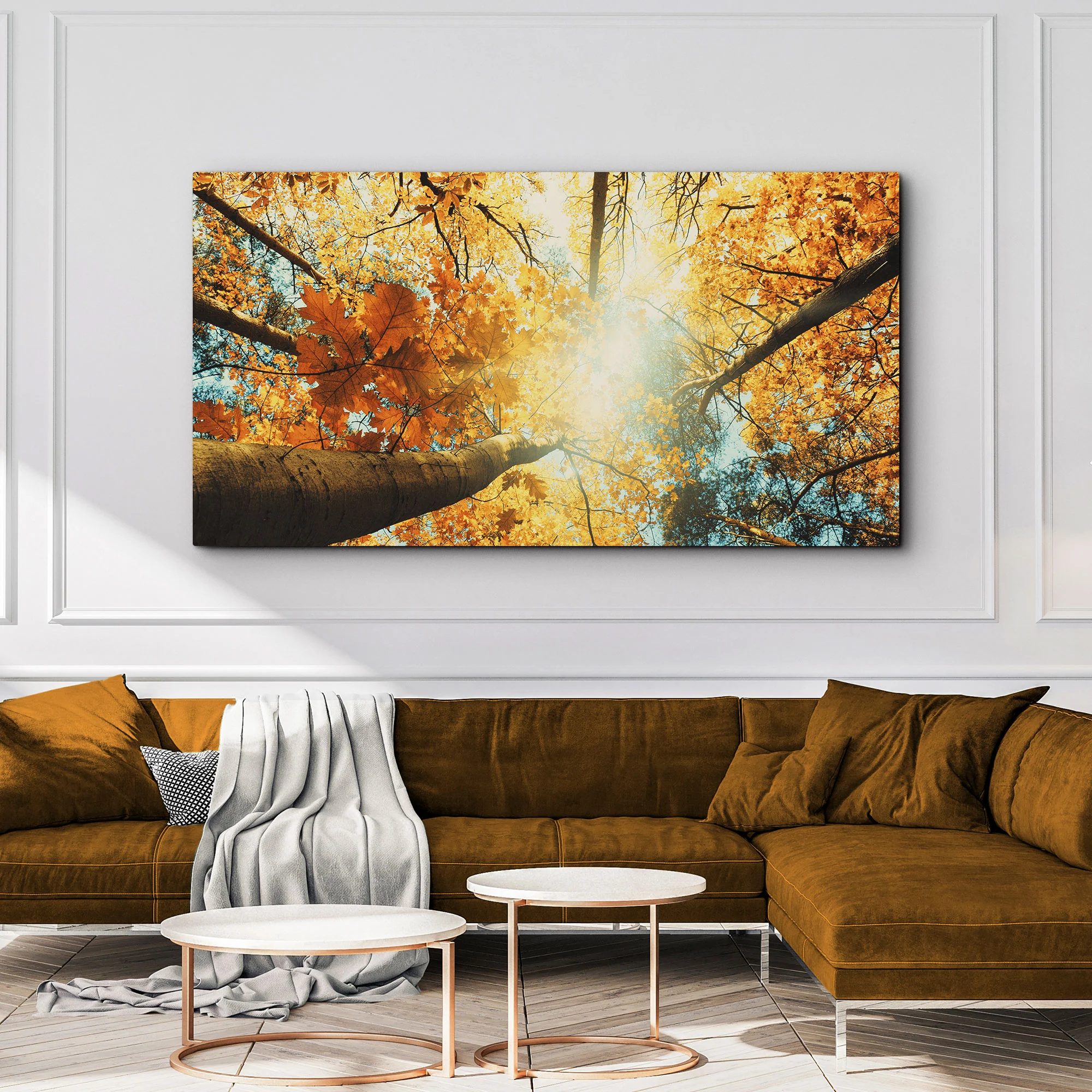 Ground View Autumn Trees Canvas Wall Art - Image 3