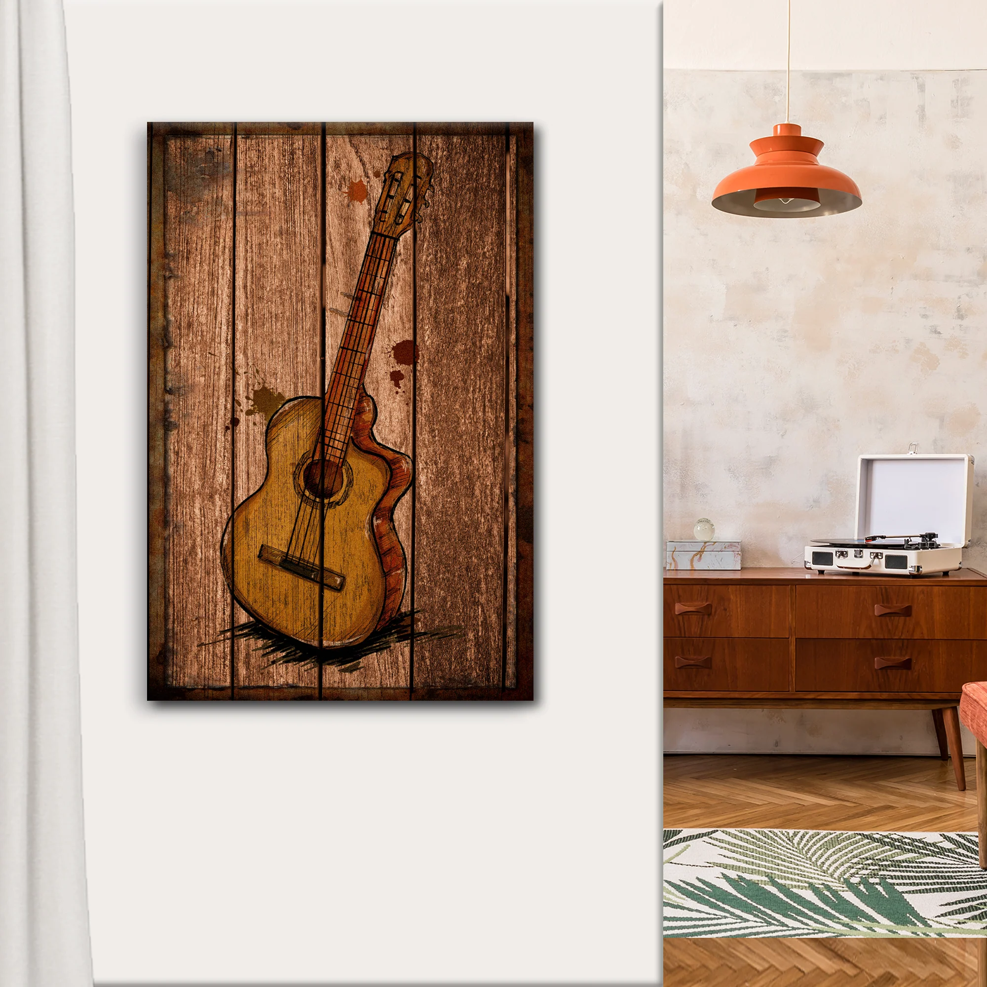 Guitar Rustic Canvas Wall Art - Image 2