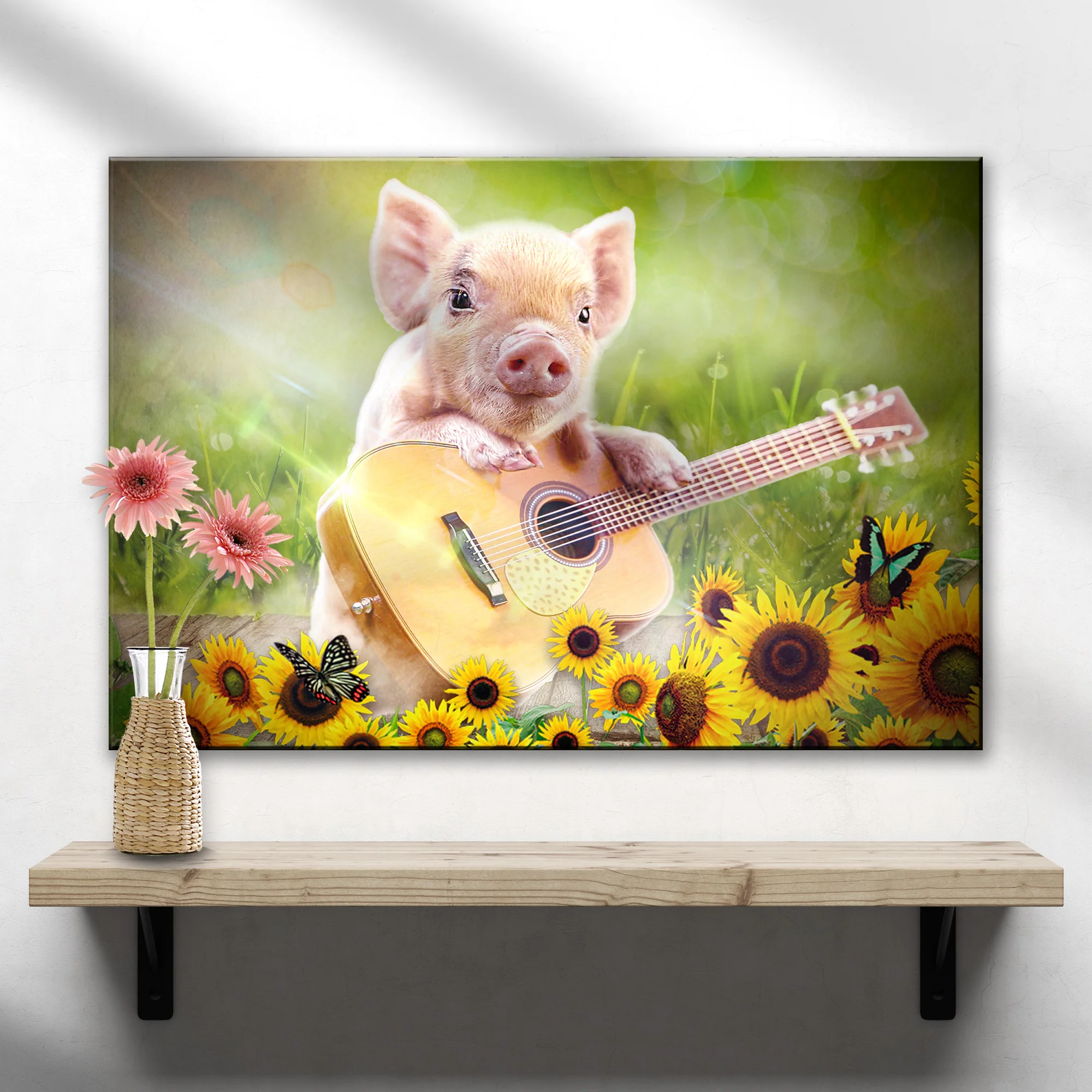 Guitarist Piglet Canvas Wall Art - Image 2
