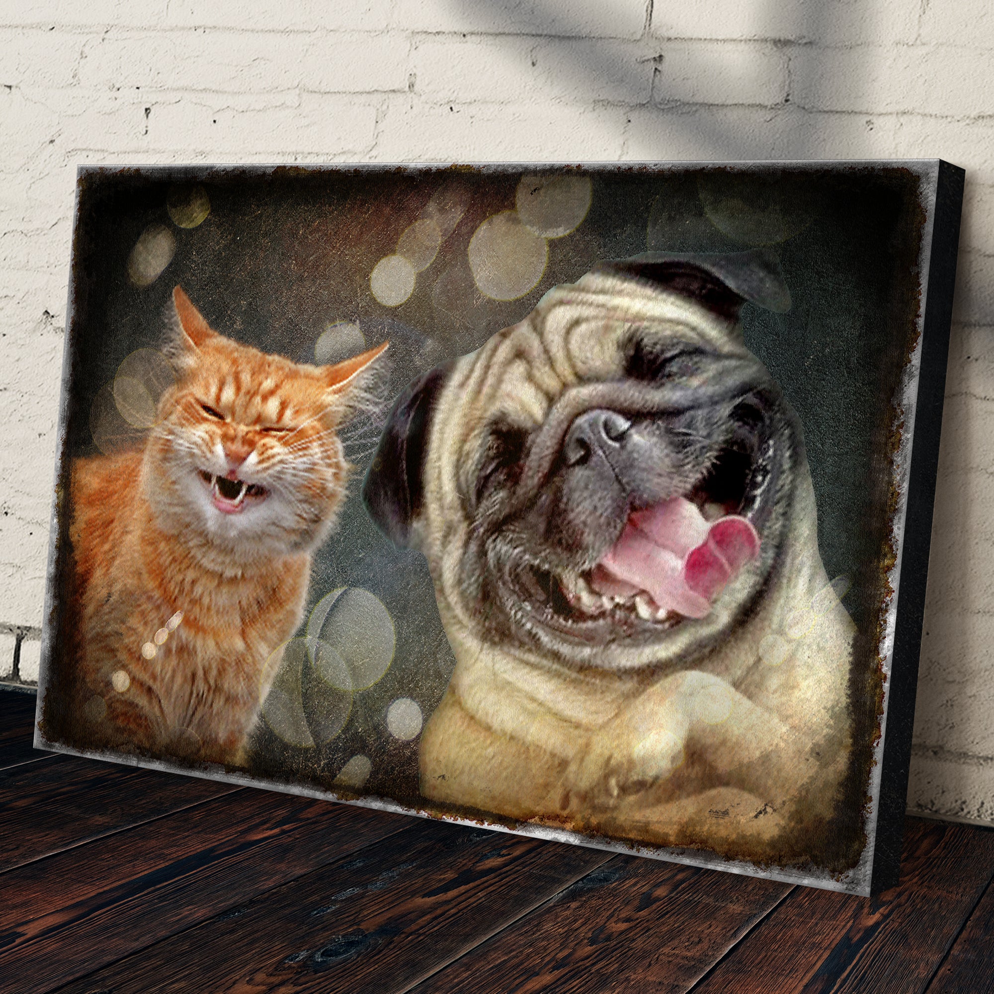 Happy Cat Happy Dog Pet Canvas Wall Art - Image 3