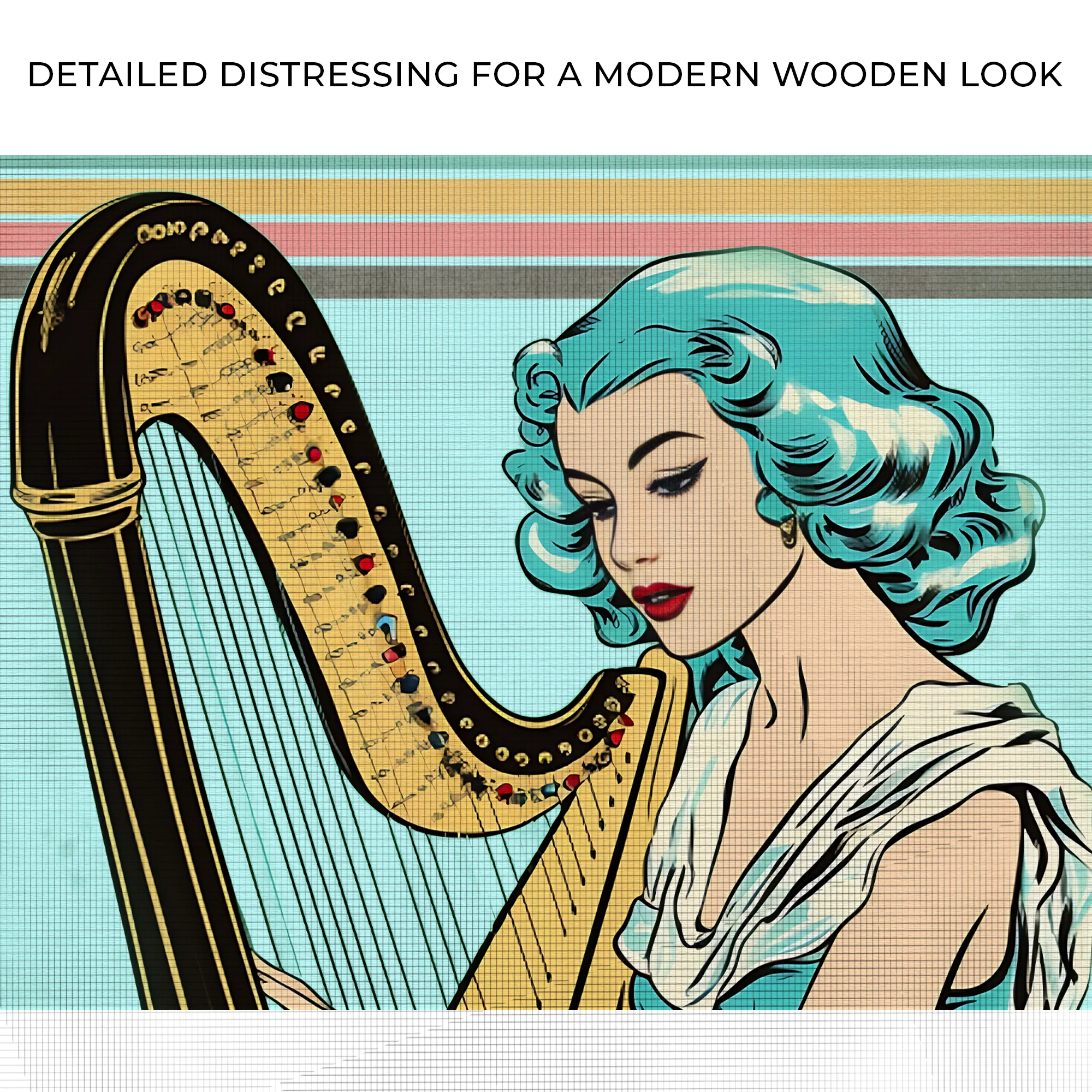 Harp Retro Canvas Wall Art - Image 4