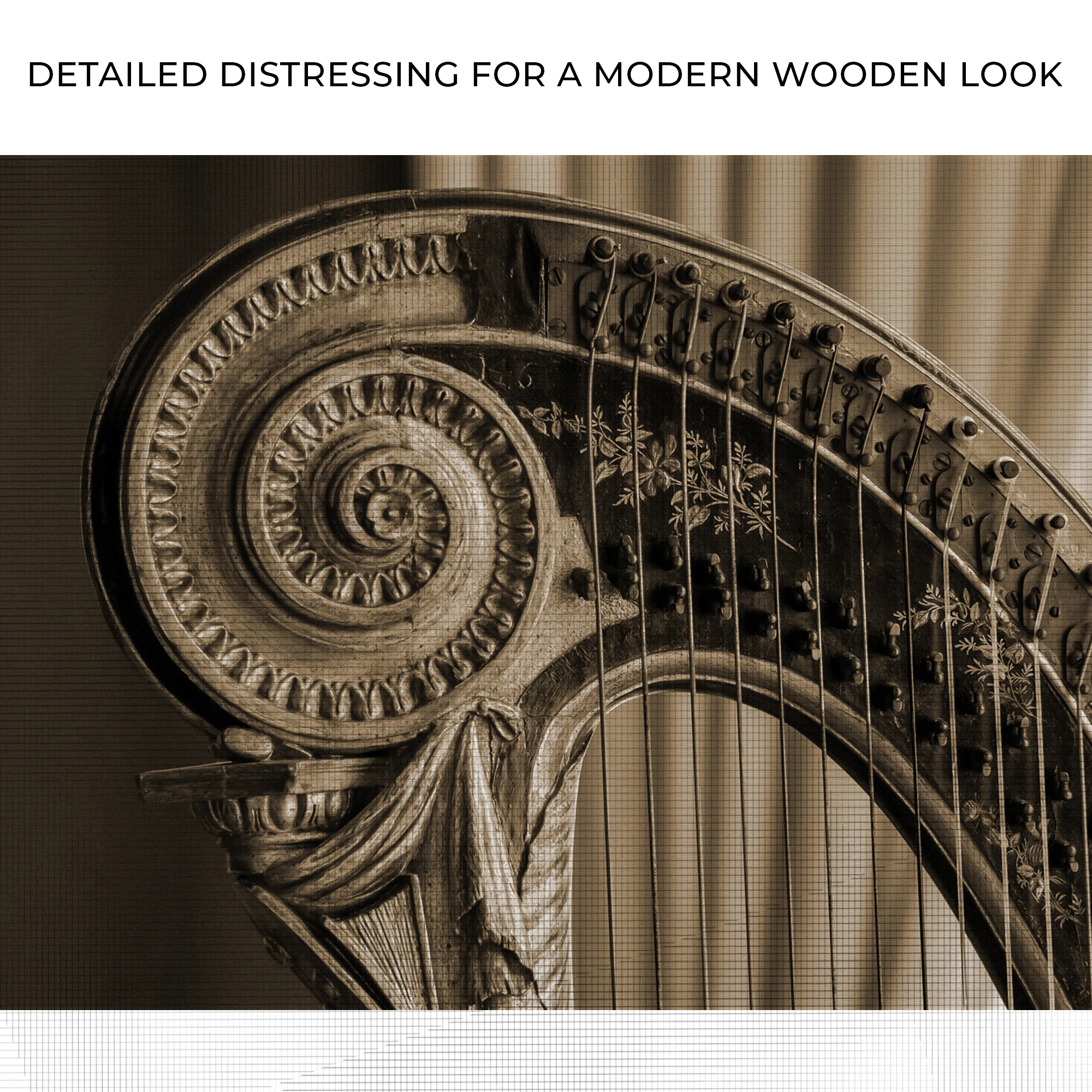 Harp Sepia Canvas Wall Art - Image 4