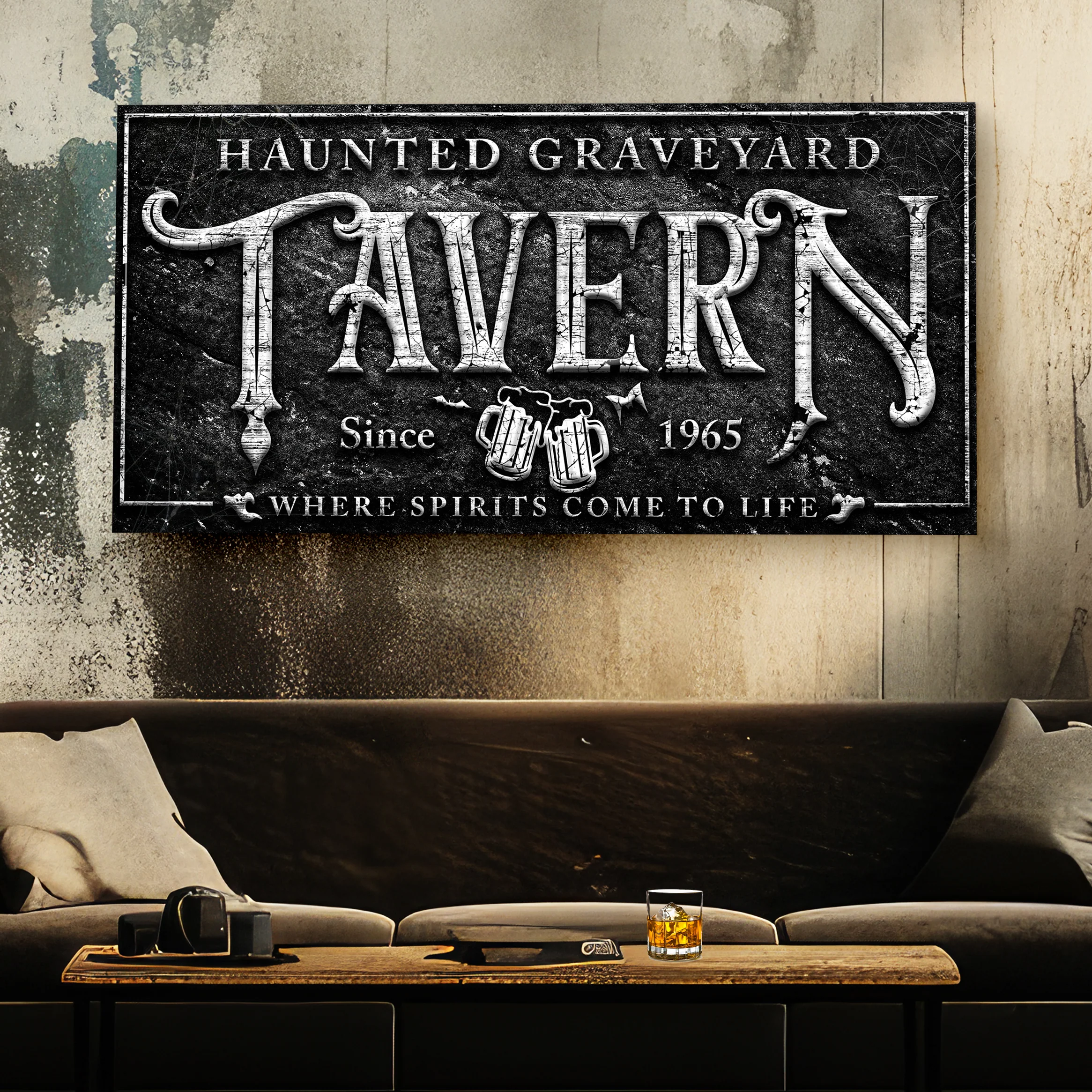 Haunted Graveyard Tavern Halloween Sign II - Image 2