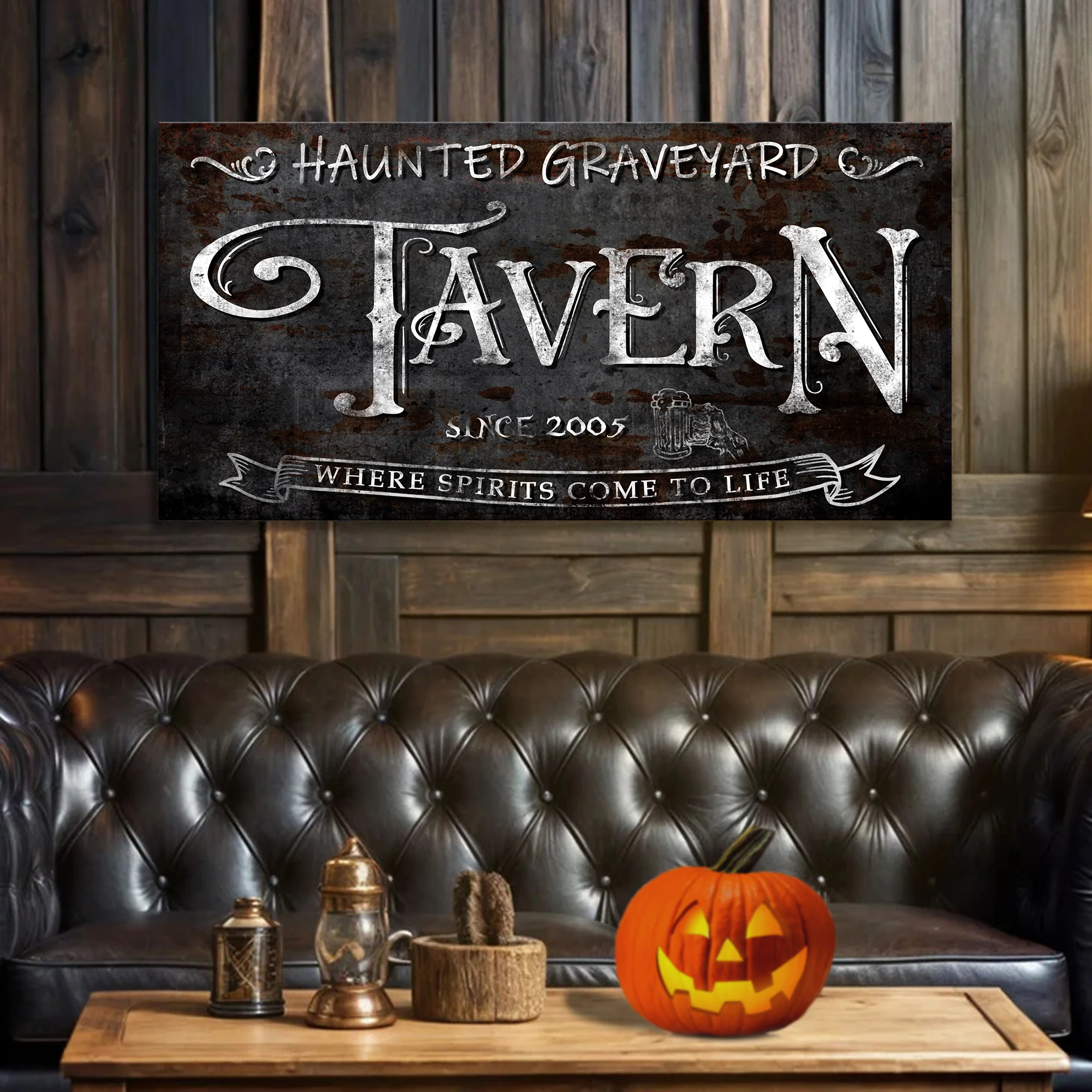 Haunted Graveyard Tavern Halloween Sign III - Image 3