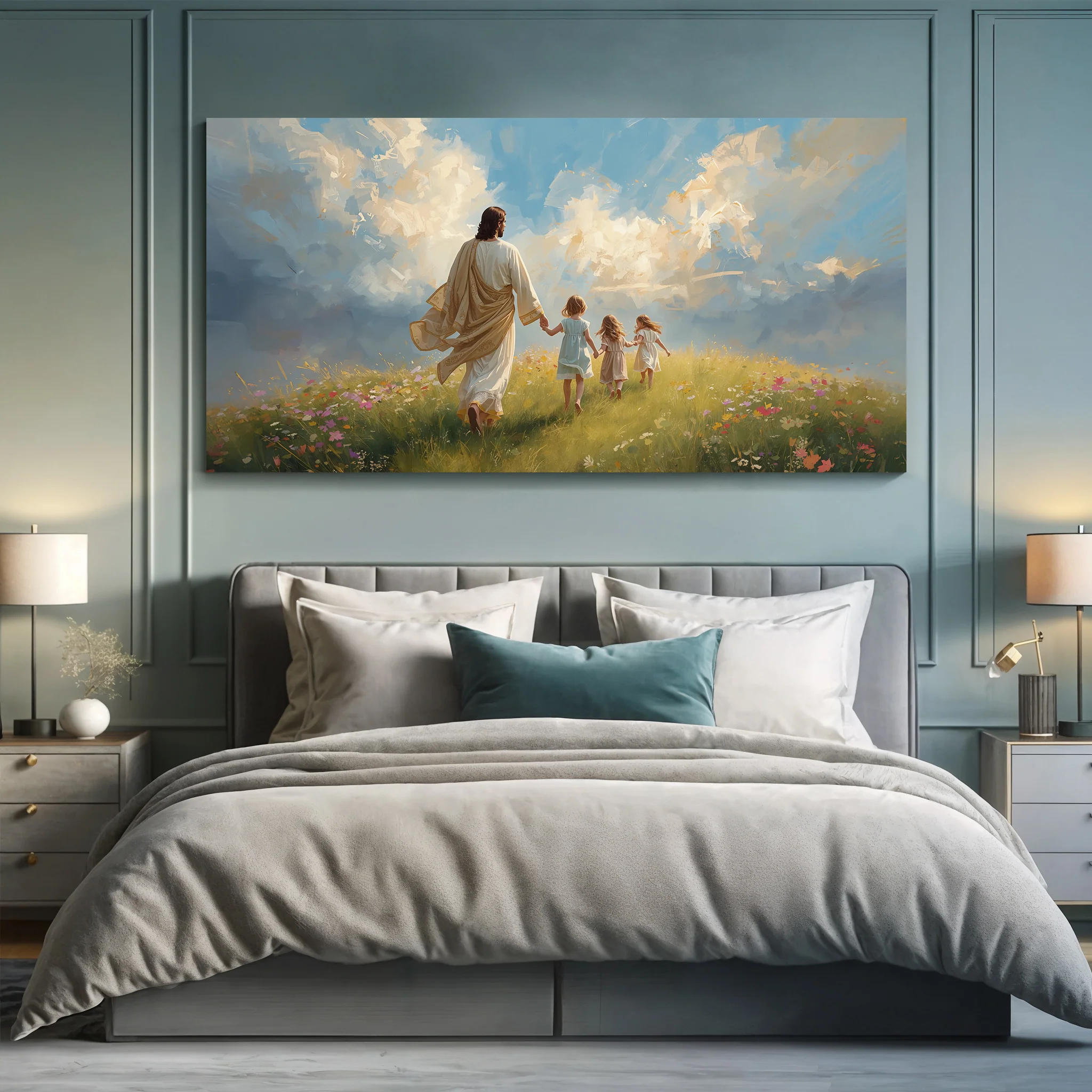 Heavenly Stroll Children and Christ Faith Wall Art - Image 3
