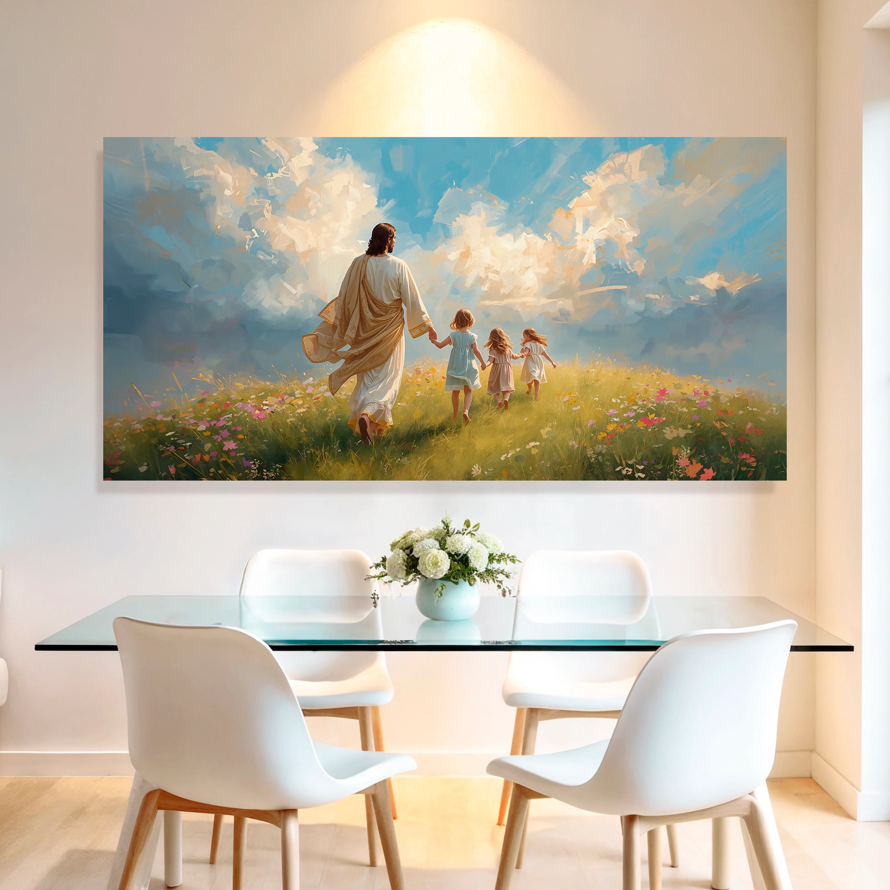 Heavenly Stroll Children and Christ Faith Wall Art - Image 4
