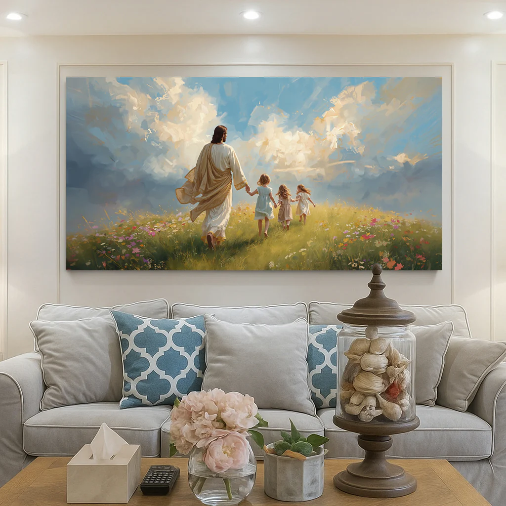 Heavenly Stroll Children and Christ Faith Wall Art - Image 5