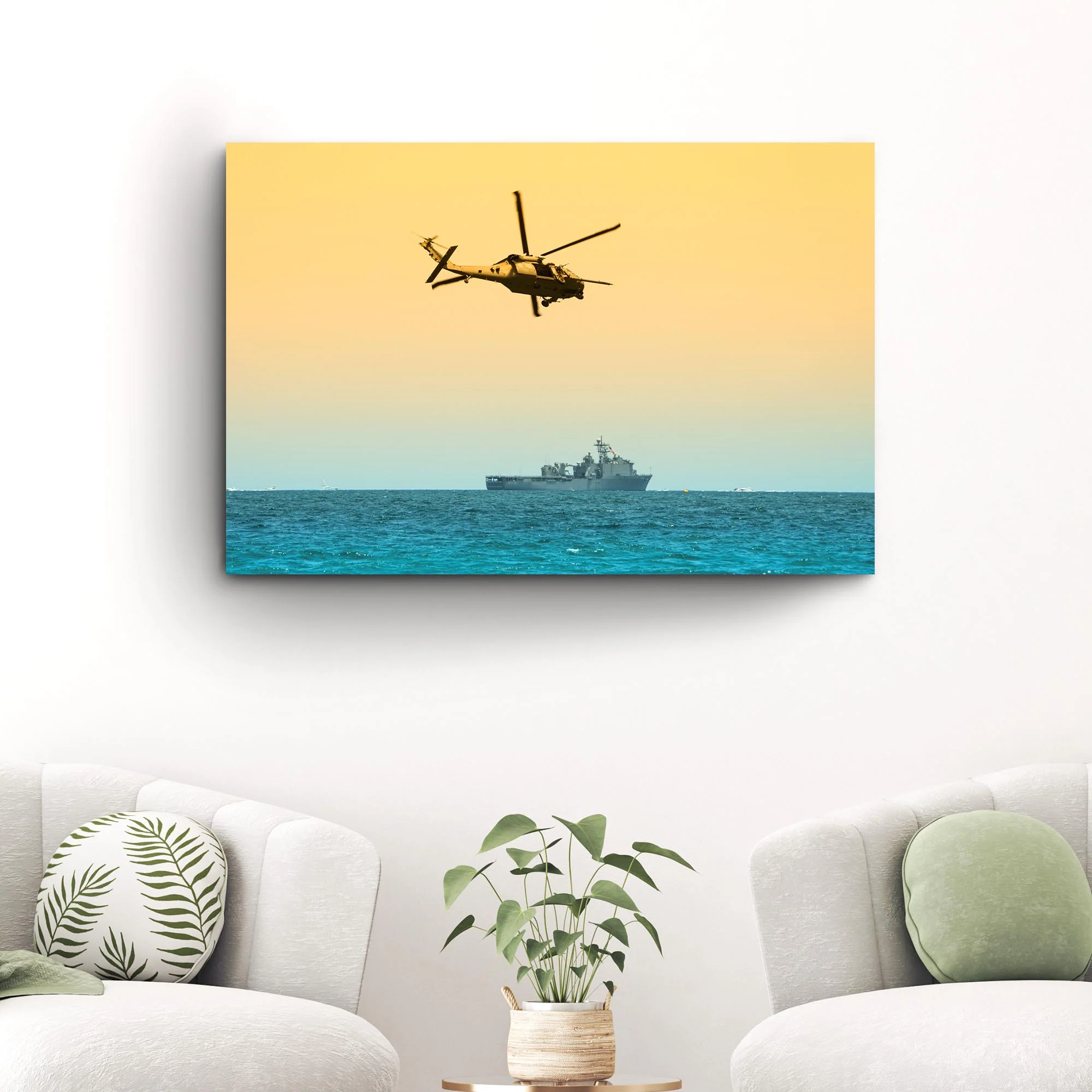 Helicopter Sailboat Canvas Wall Art - Image 3