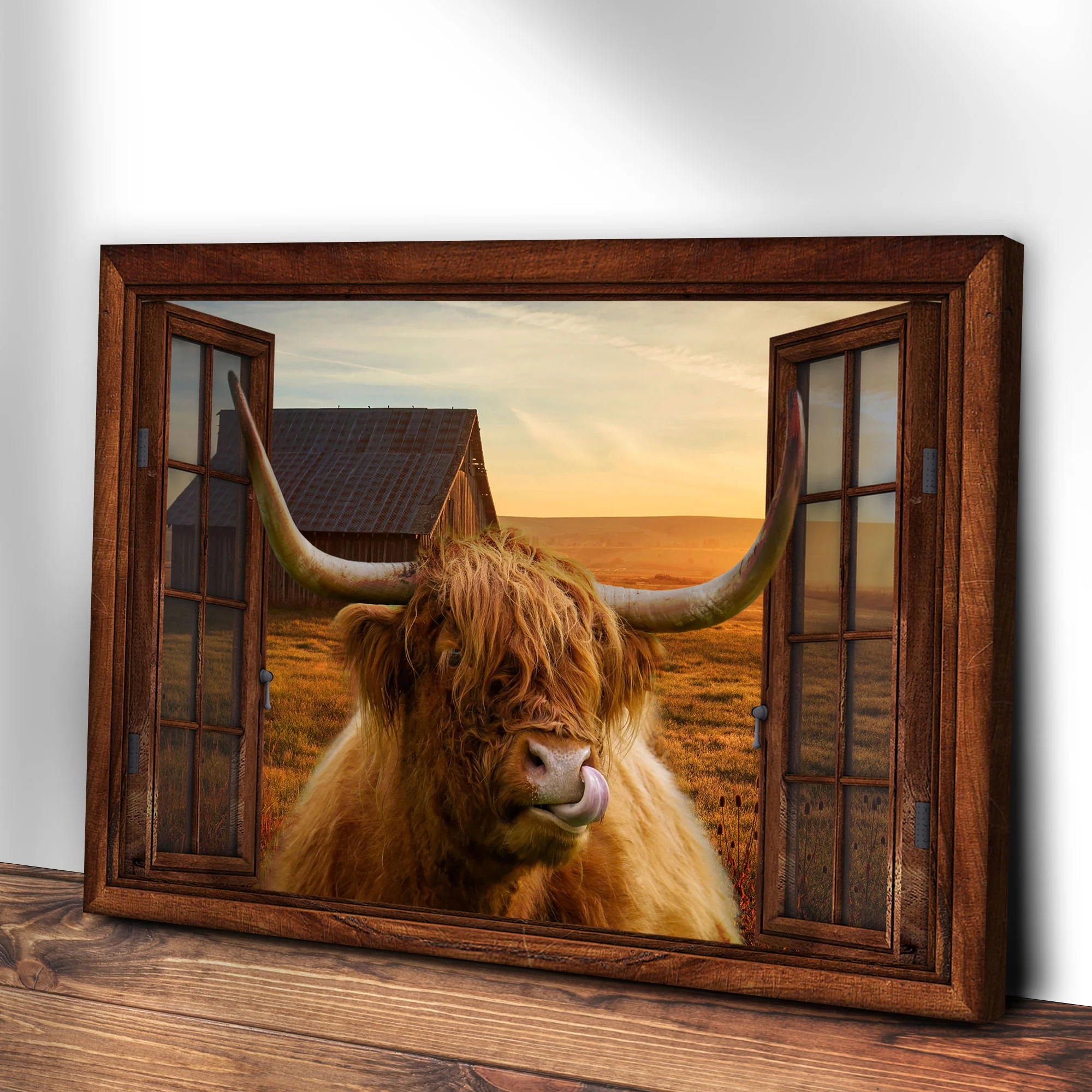Highland Cow Window View Canvas Wall Art - Image 2
