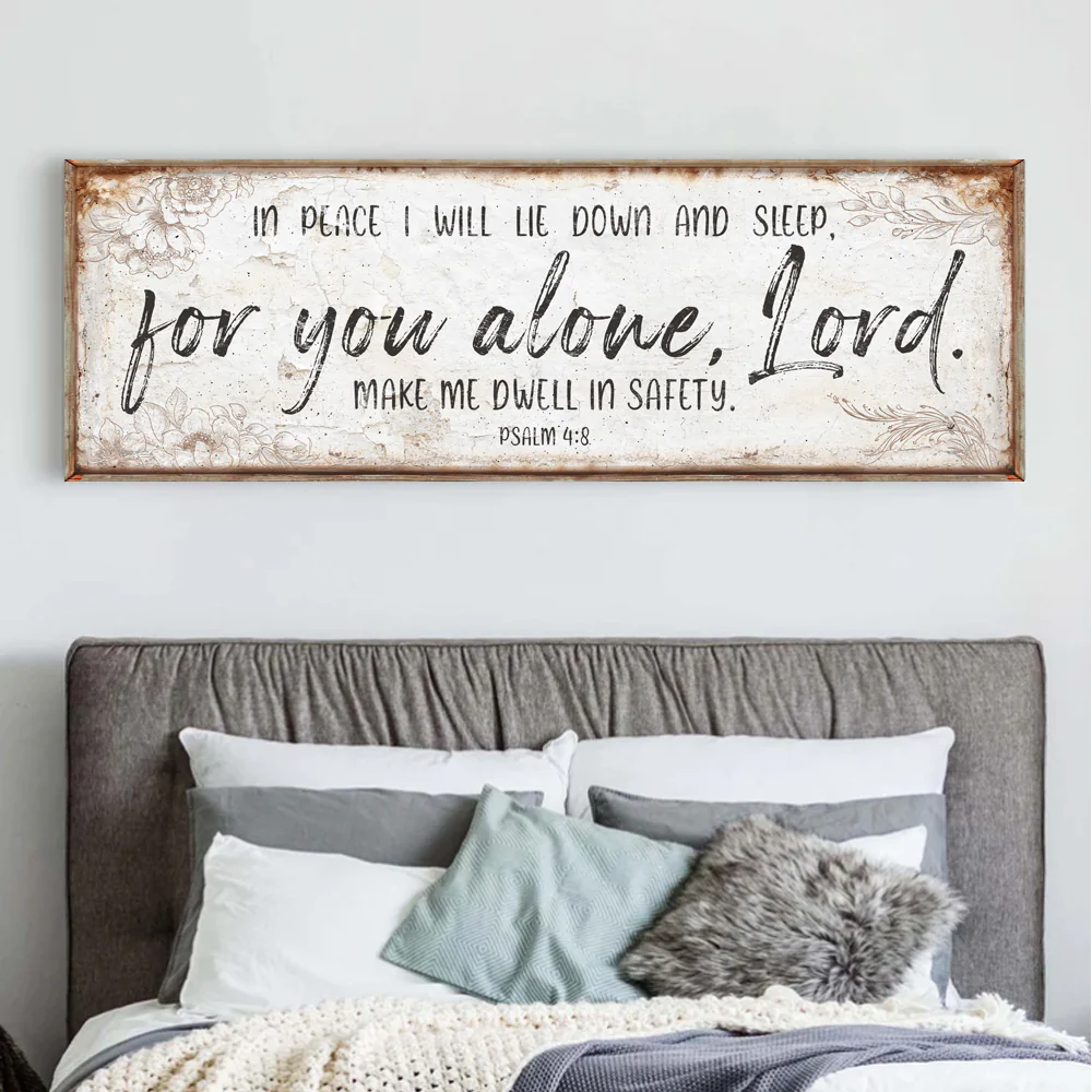 In Peace I Will Lie Down And Sleep For You Alone Lord Psalm 4:8 Faith Sign - Image 2