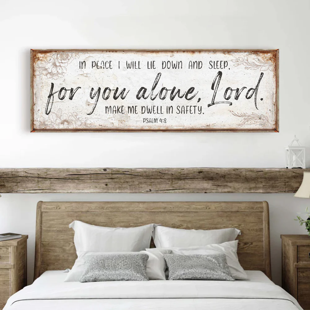 In Peace I Will Lie Down And Sleep For You Alone Lord Psalm 4:8 Faith Sign - Image 3