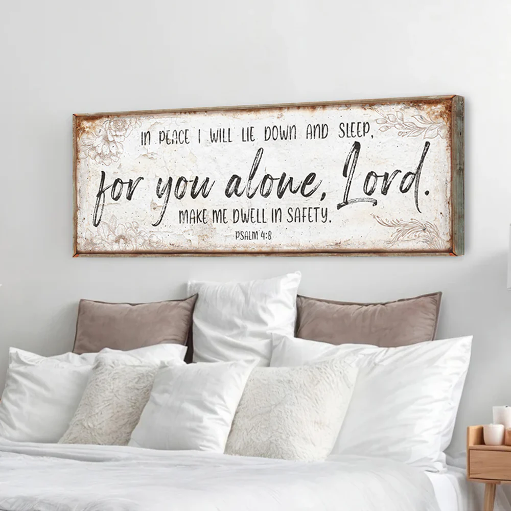 In Peace I Will Lie Down And Sleep For You Alone Lord Psalm 4:8 Faith Sign - Image 4