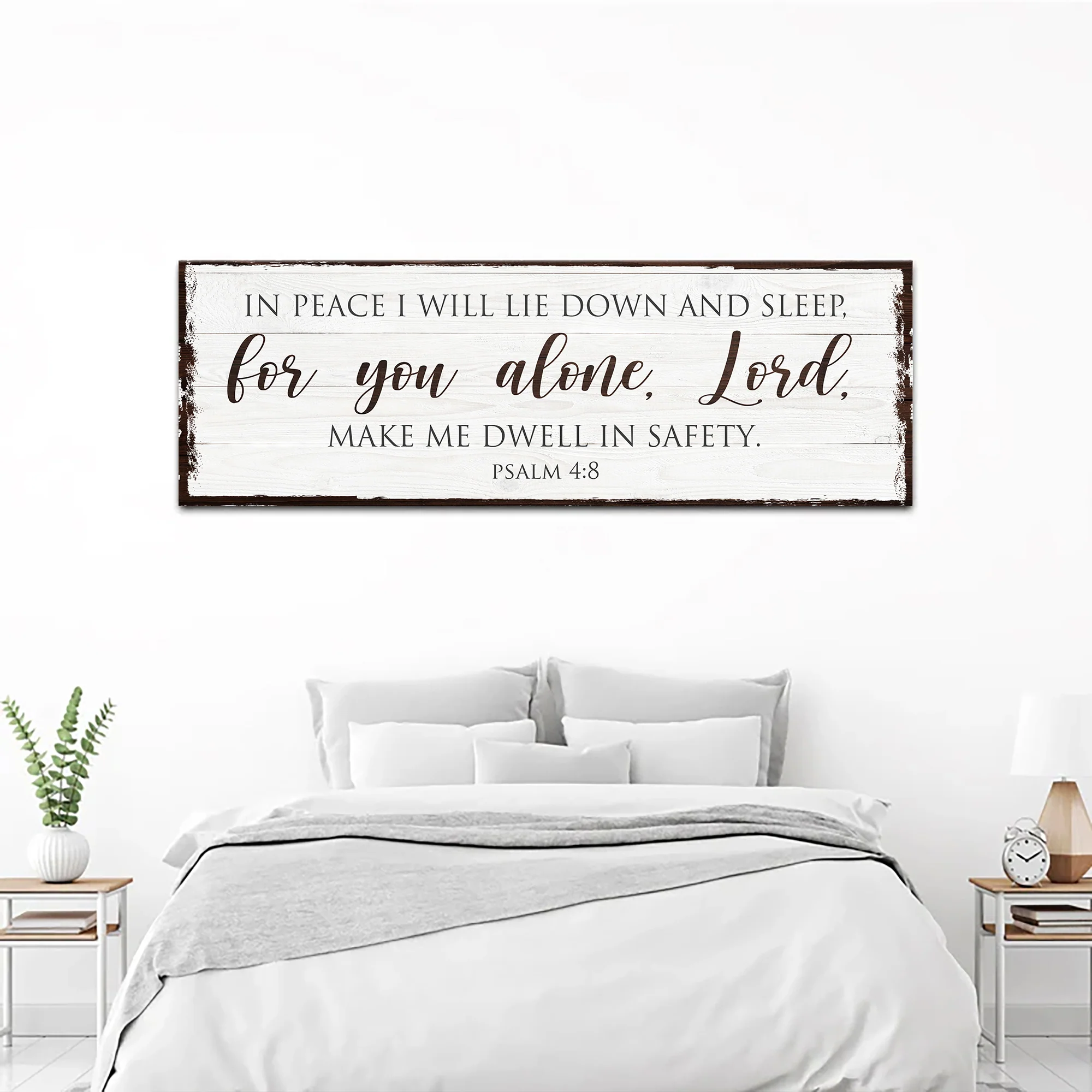In Peace I Will Lie Down And Sleep For You Alone Lord Psalm 4:8 Faith Sign II - Image 2
