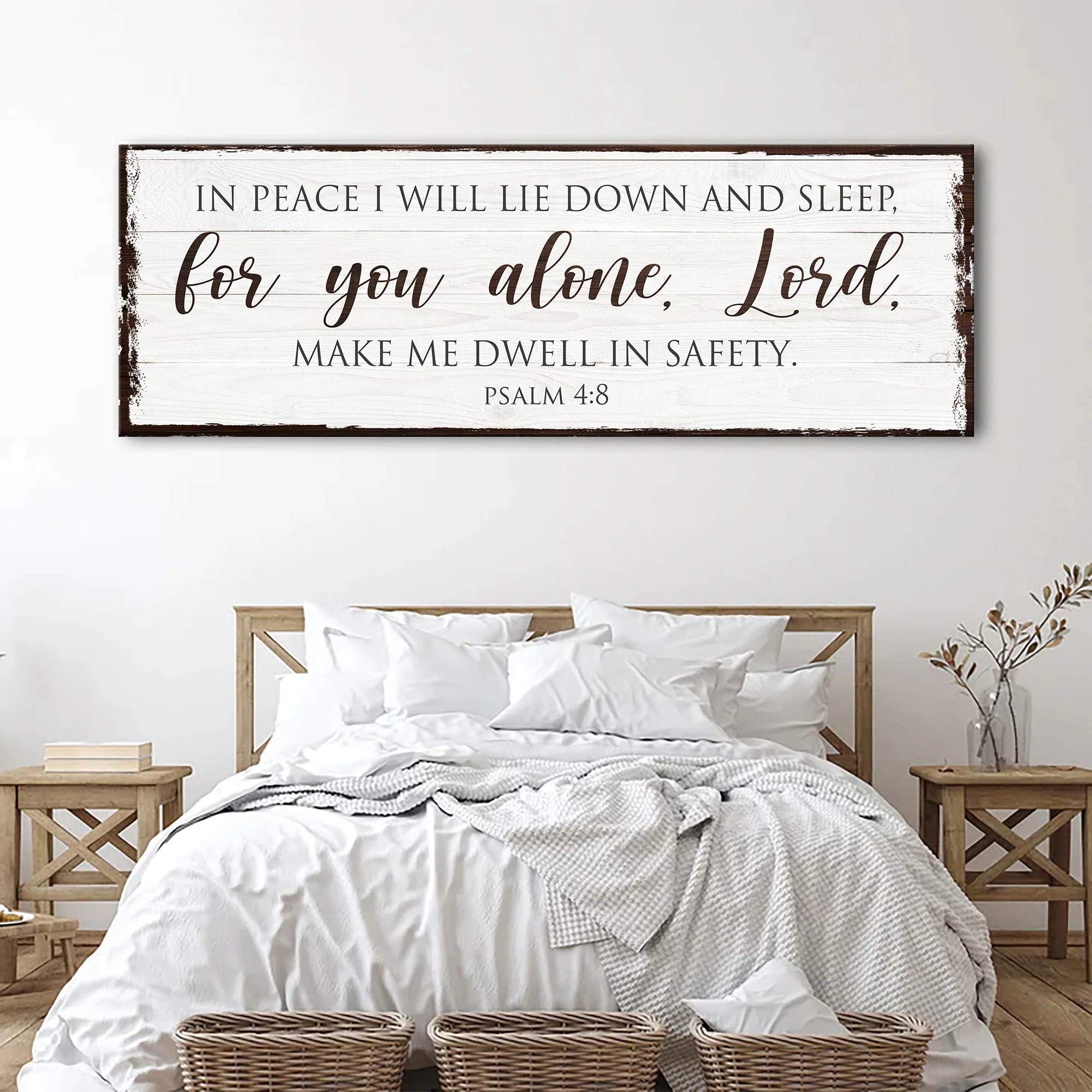 In Peace I Will Lie Down And Sleep For You Alone Lord Psalm 4:8 Faith Sign II - Image 3