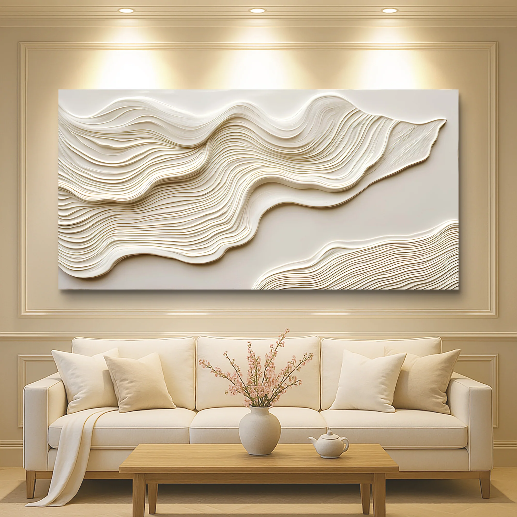Ivory Impasto Abstract Wall Art - Image 3