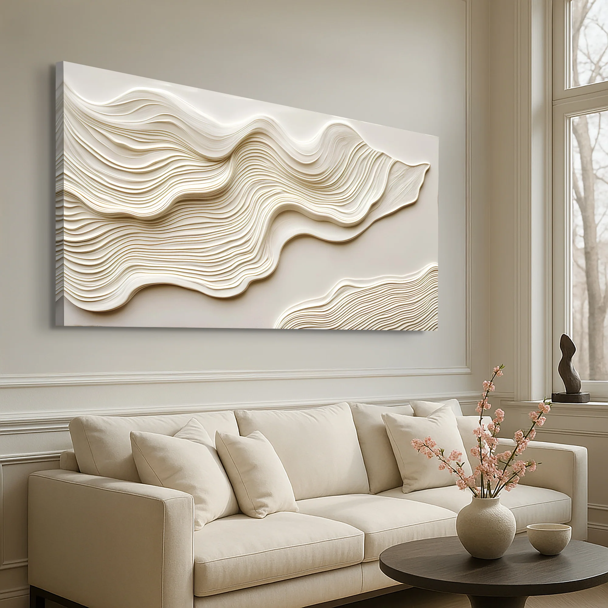 Ivory Impasto Abstract Wall Art - Image 4